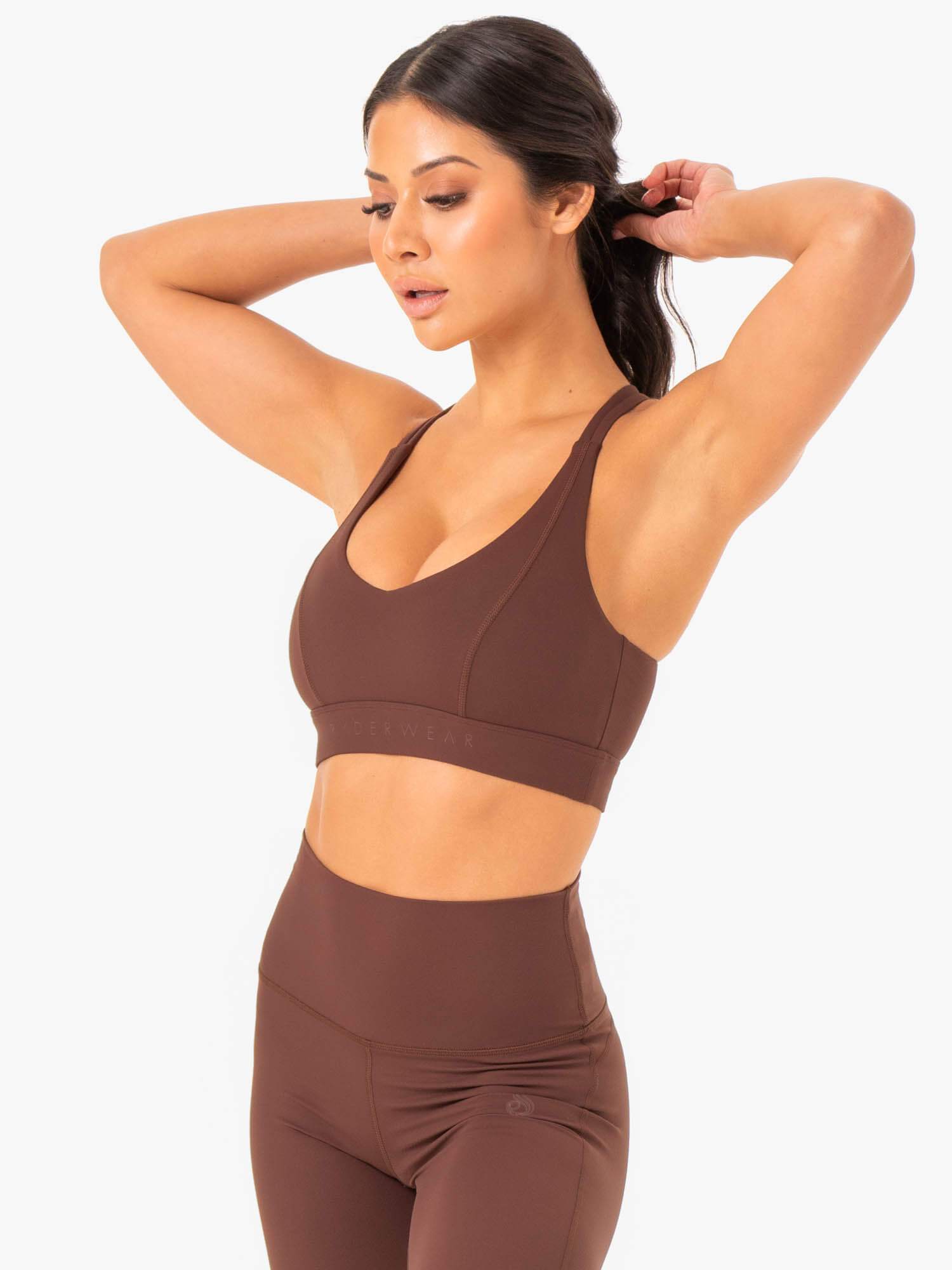NKD Align Sports Bra for Women - High Support Yoga Bra in Chocolate Brown - Perfect for Yoga, Running & Gym Workouts