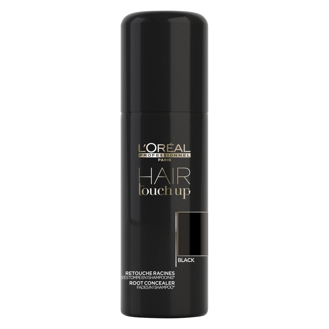 L'Oreal Professionnel Hair Touch Up - Black (75ml) for Instant Root Coverage & Gray Hair Concealer - Perfect for Quick Fixes at Home, Work, or Travel