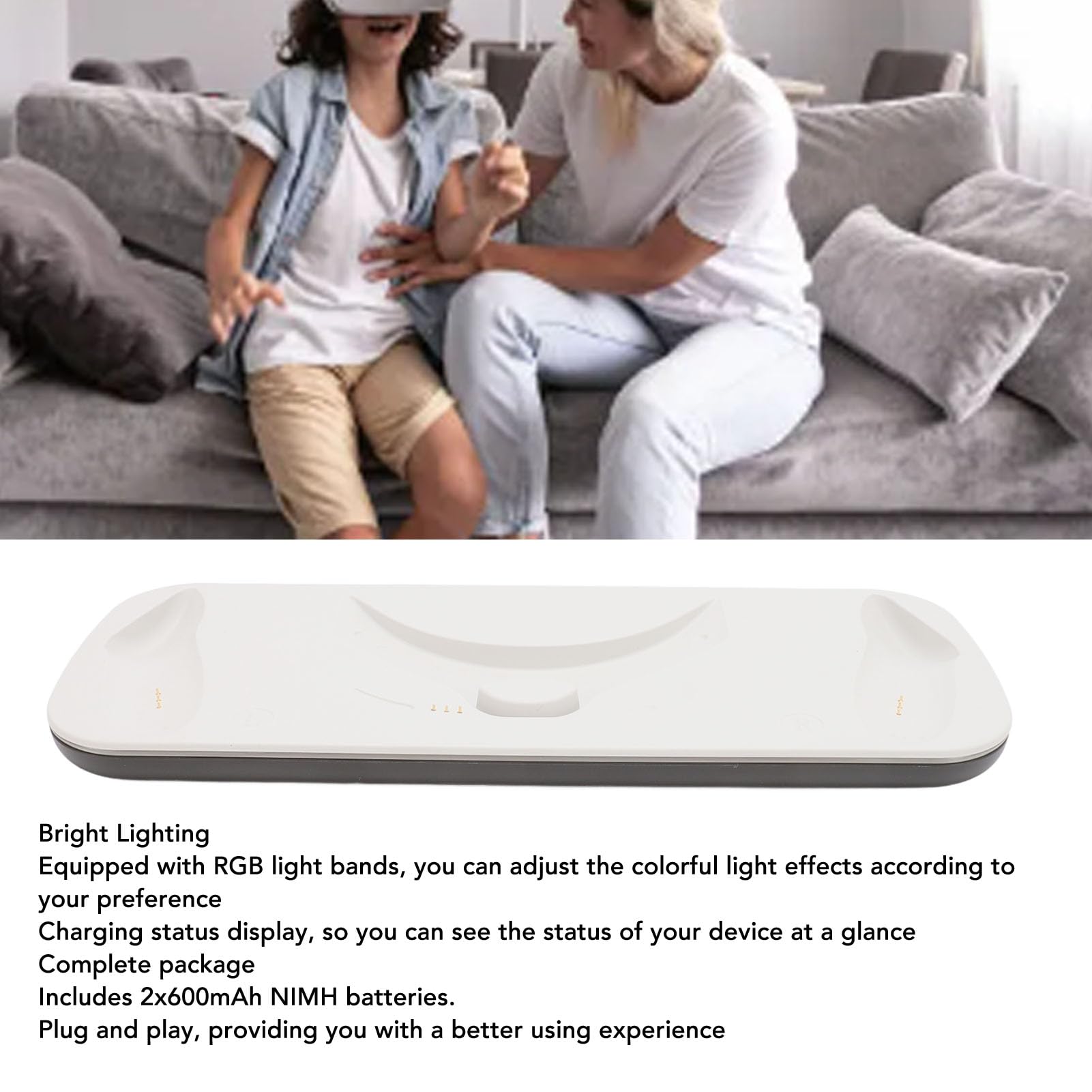 Fast & Efficient RGB Light Strip VR Headset Charging Station - Bright Lighting Effect for VR Accessories | Perfect for Gaming, VR Experiences & Home Setup