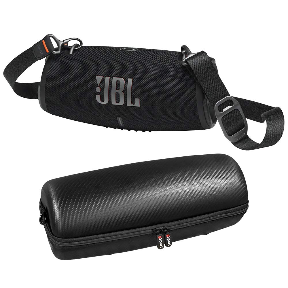 JBL Xtreme 3 Waterproof Bluetooth Speaker Bundle with gSport Carbon Fiber Case & Shoulder Strap - Portable Wireless Speaker for Outdoor, Beach, Pool Party & Travel (Black)