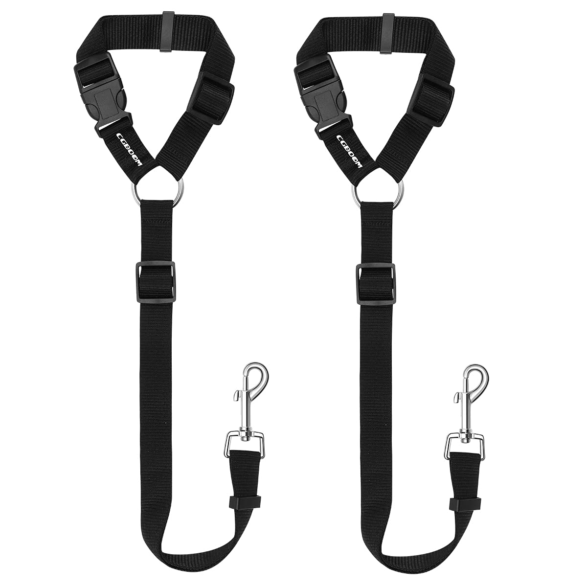 CGBOOM 2 Pack Adjustable Dog Seat Belt - Dual Use Pet Car Harness for Large, Medium & Small Dogs - Nylon Safety Restraint for Vehicle Headrest - Perfect for Road Trips & Safe Travel with Pets