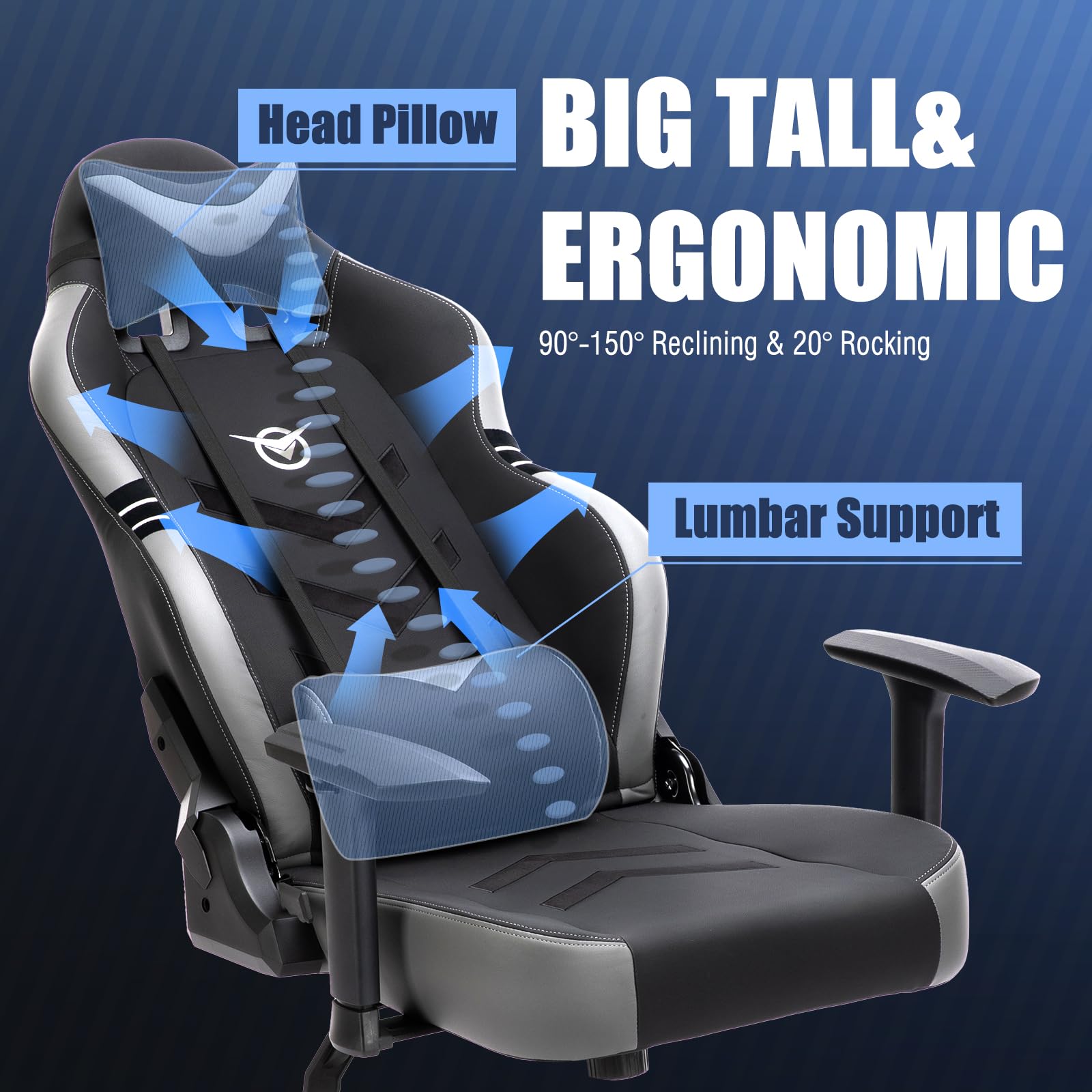 COLAMY Big and Tall Gaming Chair - Ergonomic High Back Office Chair with Wide Seat for Adults, Heavy Duty Computer Desk Chair for Gamers & Professionals - Perfect for Home Office, Gaming Setup and Workstations