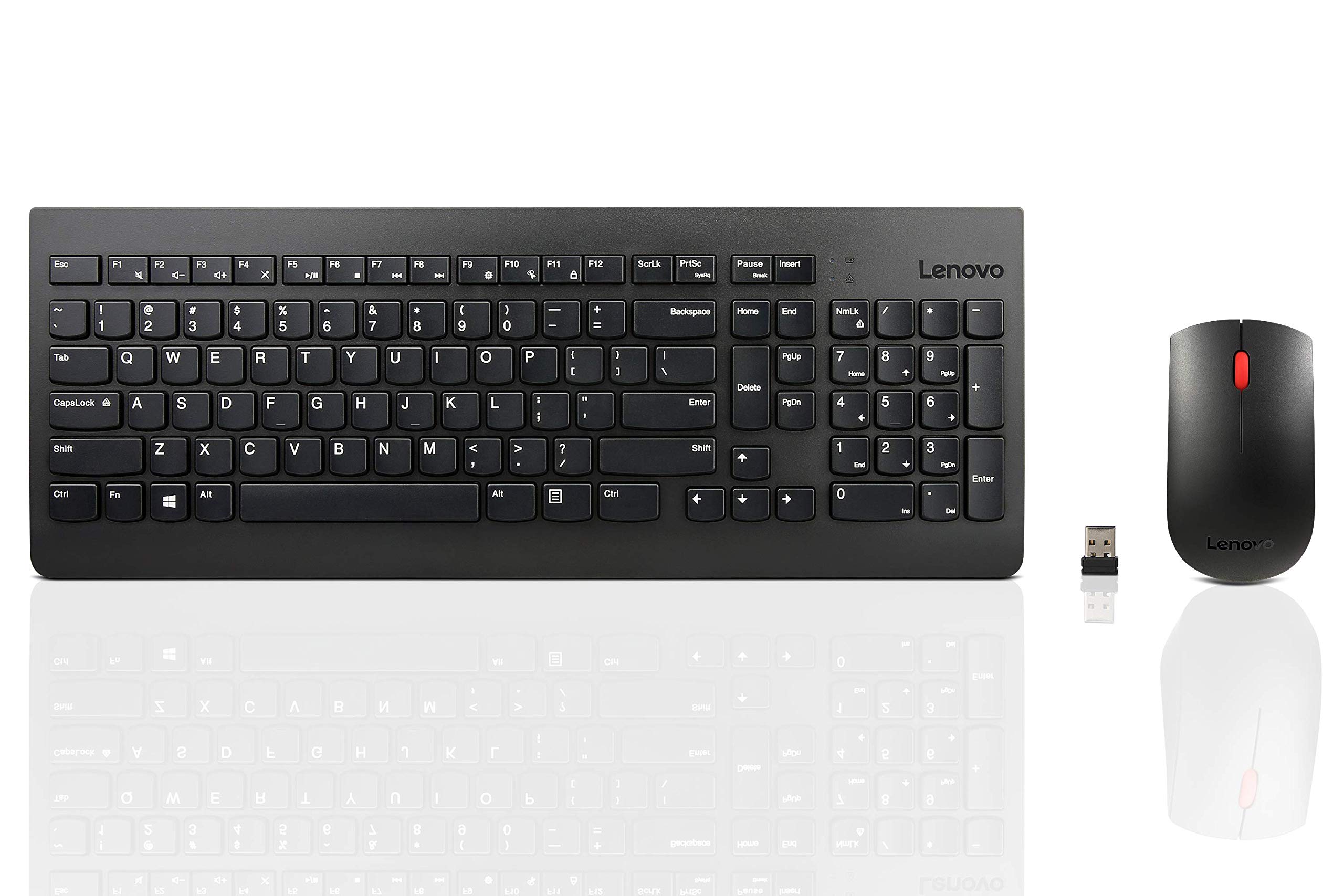 Lenovo USB-C 7-in-1 Hub with 510 Wireless Keyboard & Mouse Combo - 2.4GHz Nano Receiver, Full-Size Ergonomic Keyboard, 1200DPI Optical Mouse - Black (GX30N81775) - Perfect for Home Office, Gaming & Productivity