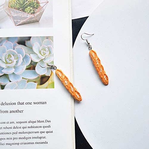 6 Pairs Handmade Croissant & Baguette Drop Earrings - French Bread Toast Dangle Earrings Set - Cute Unique Simulation Food Jewelry for Women - Perfect for Foodie Fashion, Costume Parties & Gift Giving