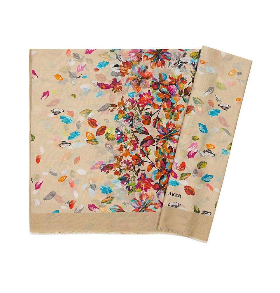 Aker Silk Cotton Patterned Shawl #7312 462 - Elegant Womens Wrap Scarf for Parties, Weddings & Evening Events