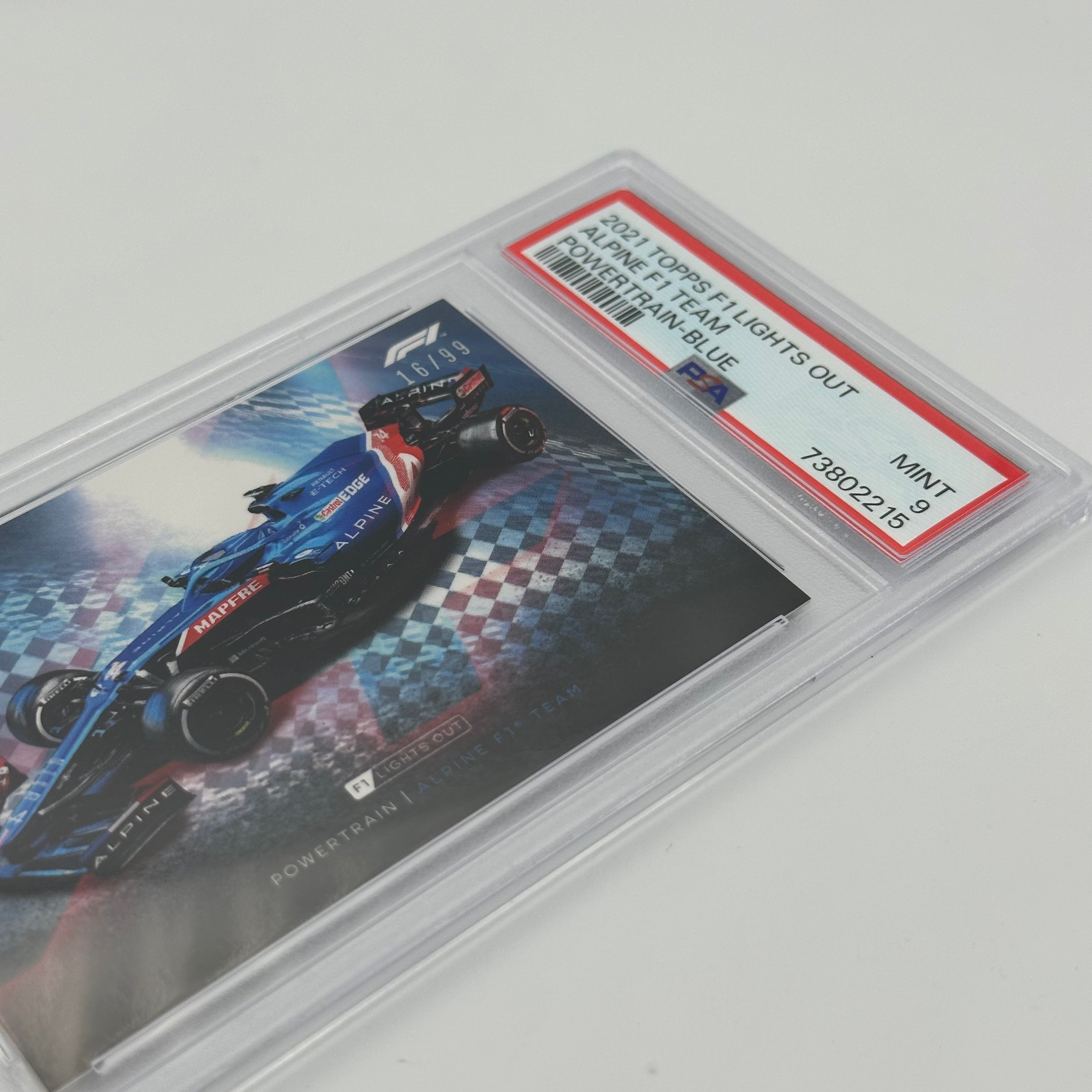 PSA 9 Graded 16/99 Alpine F1 Team Power Train Blue - Rare Collectible F1 Racing Card for Display & Investment