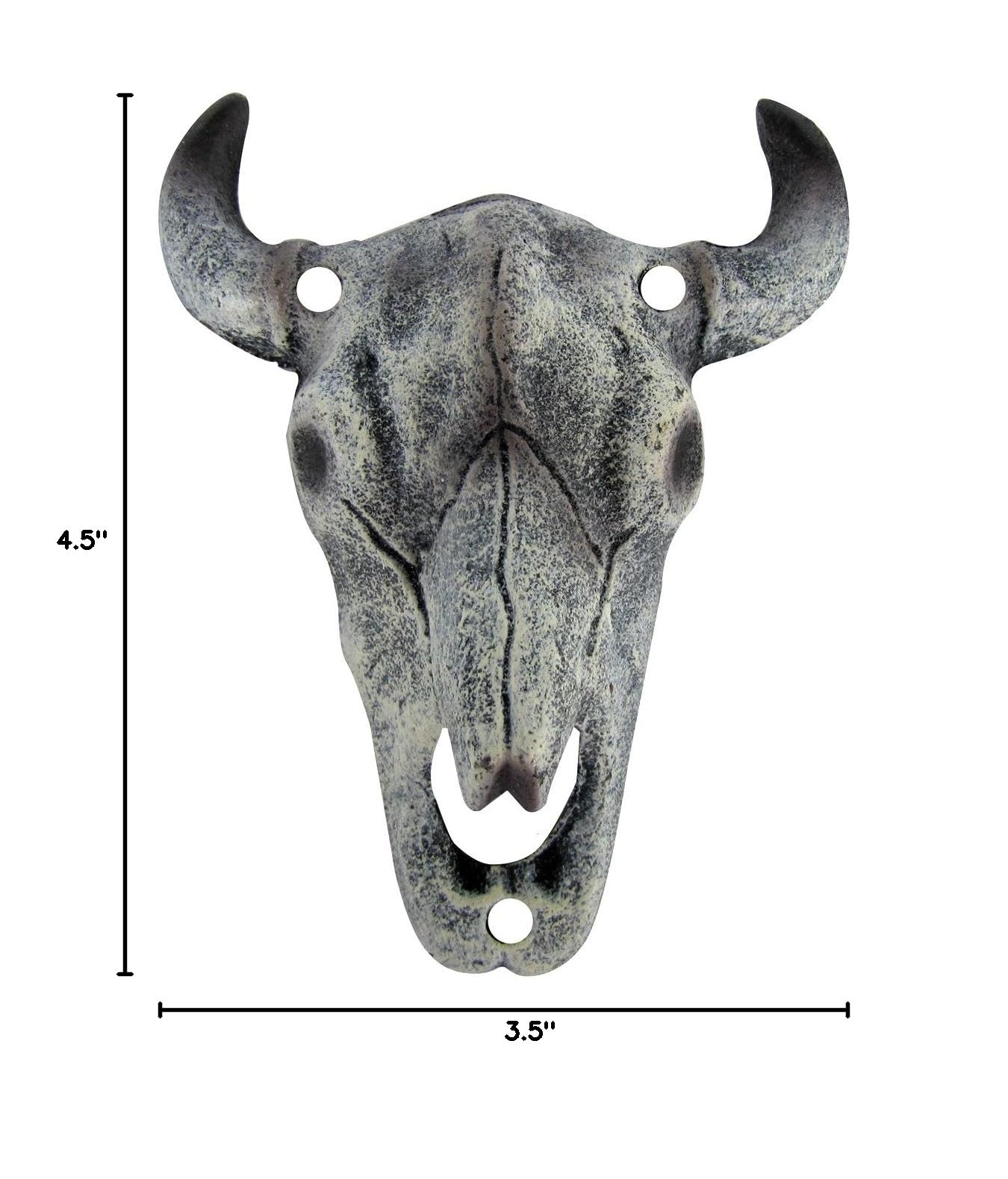 Longhorn Steer Skull Cast Iron Wall Mount Bottle Opener - Rustic Western Decor for Home Bar, Man Cave & Outdoor Entertaining