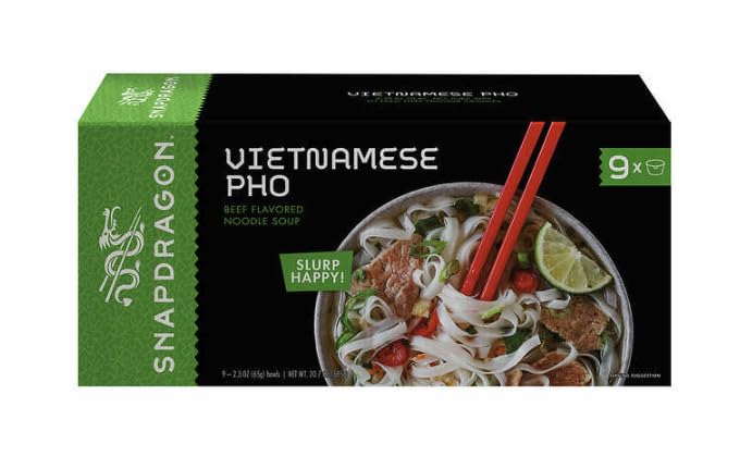 Premium Snapdragon 9-Pack Vietnamese Pho Noodle Soup Bowls (2.1 oz) with 6 Reusable Bamboo Chopsticks | Authentic Asian Cuisine | Perfect for Quick Meals, Office Lunches & Camping Trips