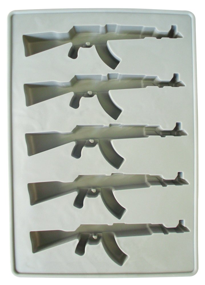 AK-47 Gun Shaped Ice Cube Tray - Novelty Military Themed Silicone Mold for Cocktails & Parties | Funny Gag Gift for Dad, White Elephant Exchange | Perfect for Bourbon, Whiskey & Man Cave Decor
