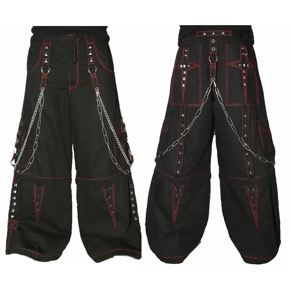 Extreme Bondage Skater Gothic Punk Rocker Cyber Goth Steampunk Biker Emo Black Dagger Pants Shorts (Size 38) - Perfect for Concerts, Raves, and Alternative Fashion