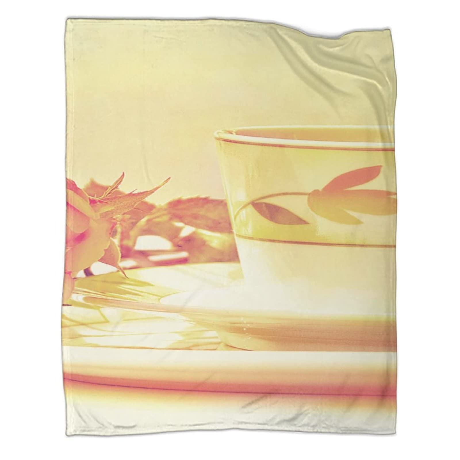 Vintage Art Teacup Flannel Throw Blanket - Lightweight, Soft & Cozy - 40x50 Inches (100x130cm) - Perfect for Sofa, Bed, Couch & Home Decor
