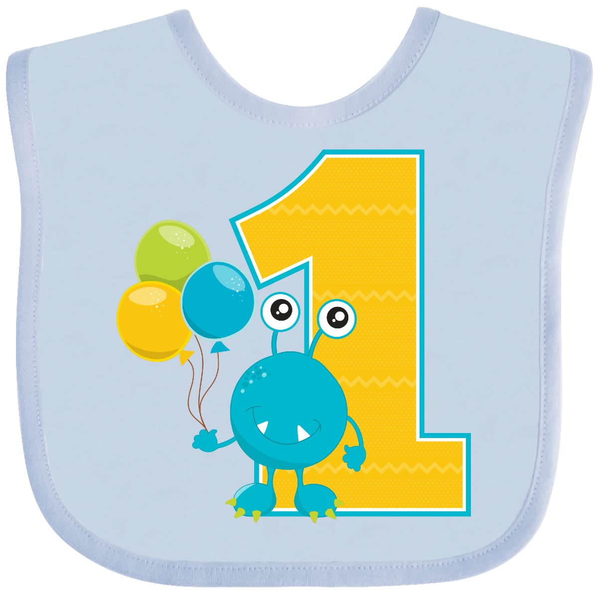 Inktastic First Birthday Monster Baby Bib - Cute & Durable Drool Bib for Boys & Girls - Perfect for 1st Birthday Parties, Photo Shoots & Everyday Use
