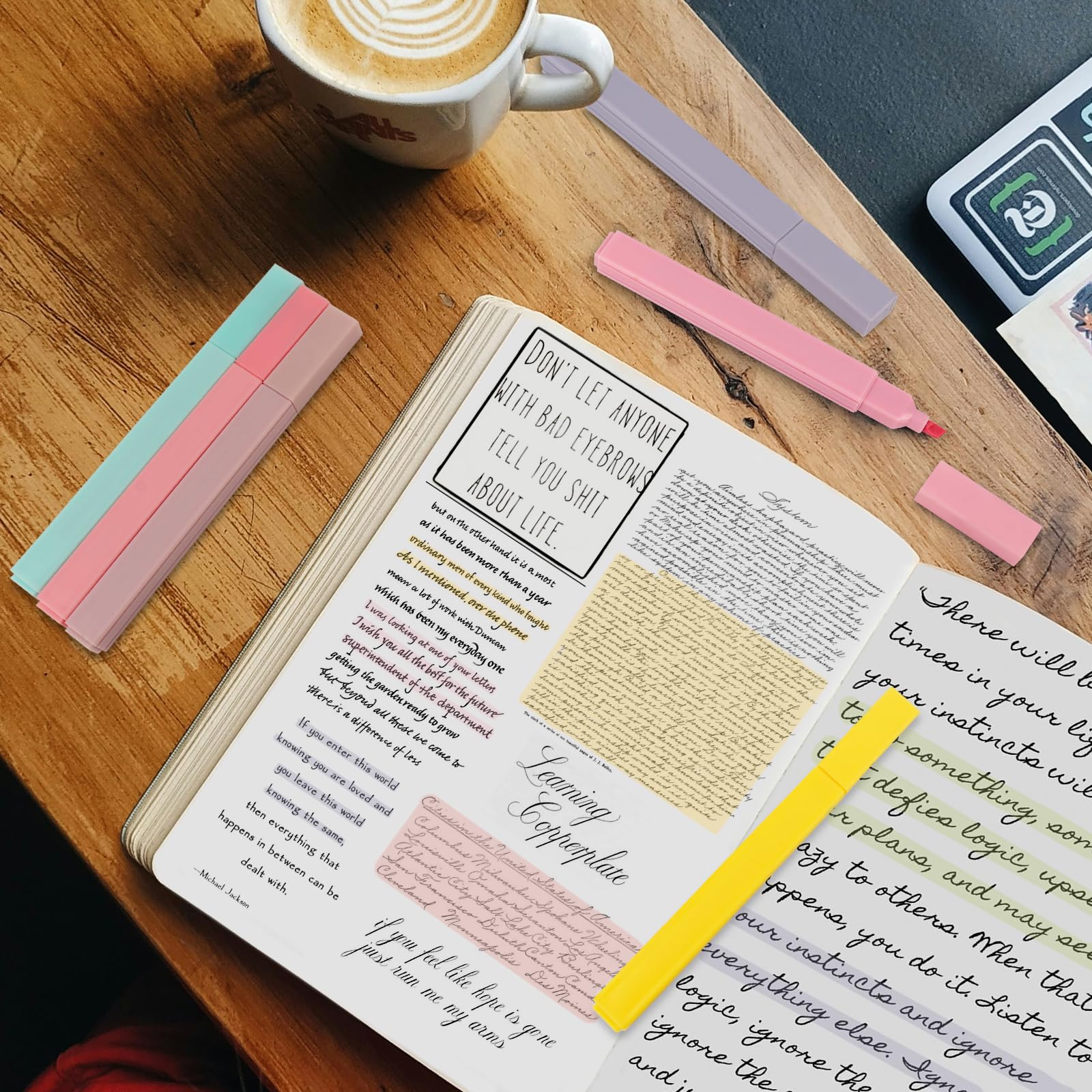 Pastel Highlighters 20 Colors - No Bleed Bible Pens for School & Study