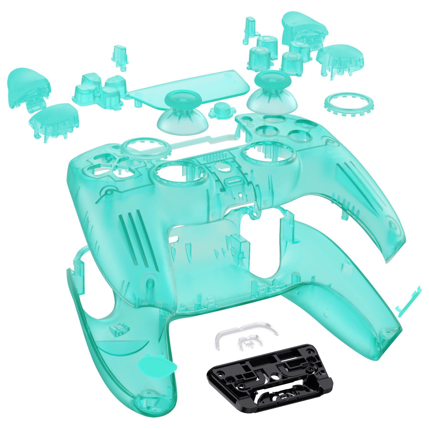 eXtremeRate Luna Redesigned Full Set Shells & Buttons for PS5 Controller BDM 030/040/050 - Emerald Green Replacement Parts for Custom Gaming Setup - Perfect for PS5 Controller Repair & Modding