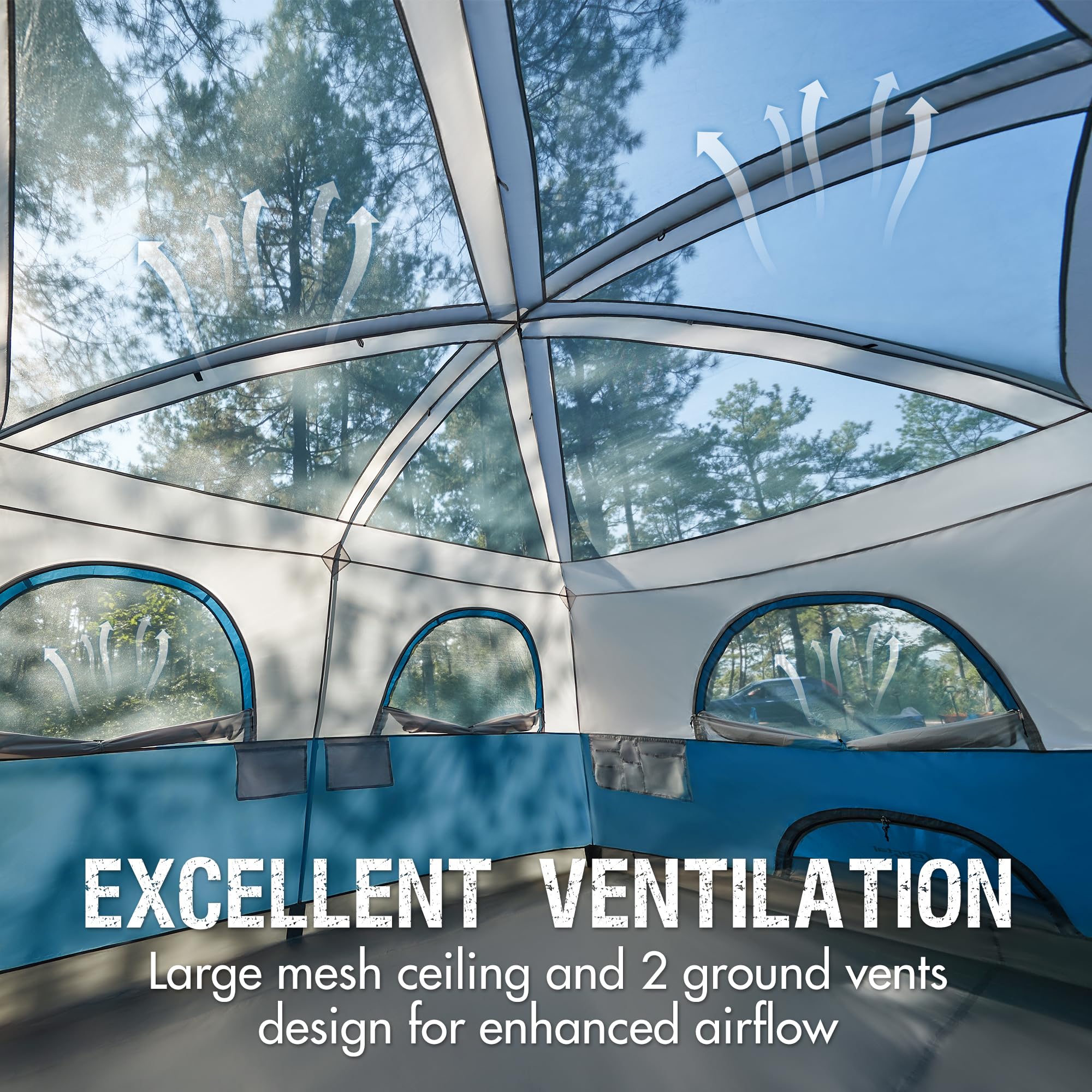 PORTAL 6 | 8 | 10 Person Family Camping Tent with Porch - Spacious Waterproof Tent with High Ceiling & Great Ventilation for Outdoor Adventures, Backyard Camping & Family Gatherings