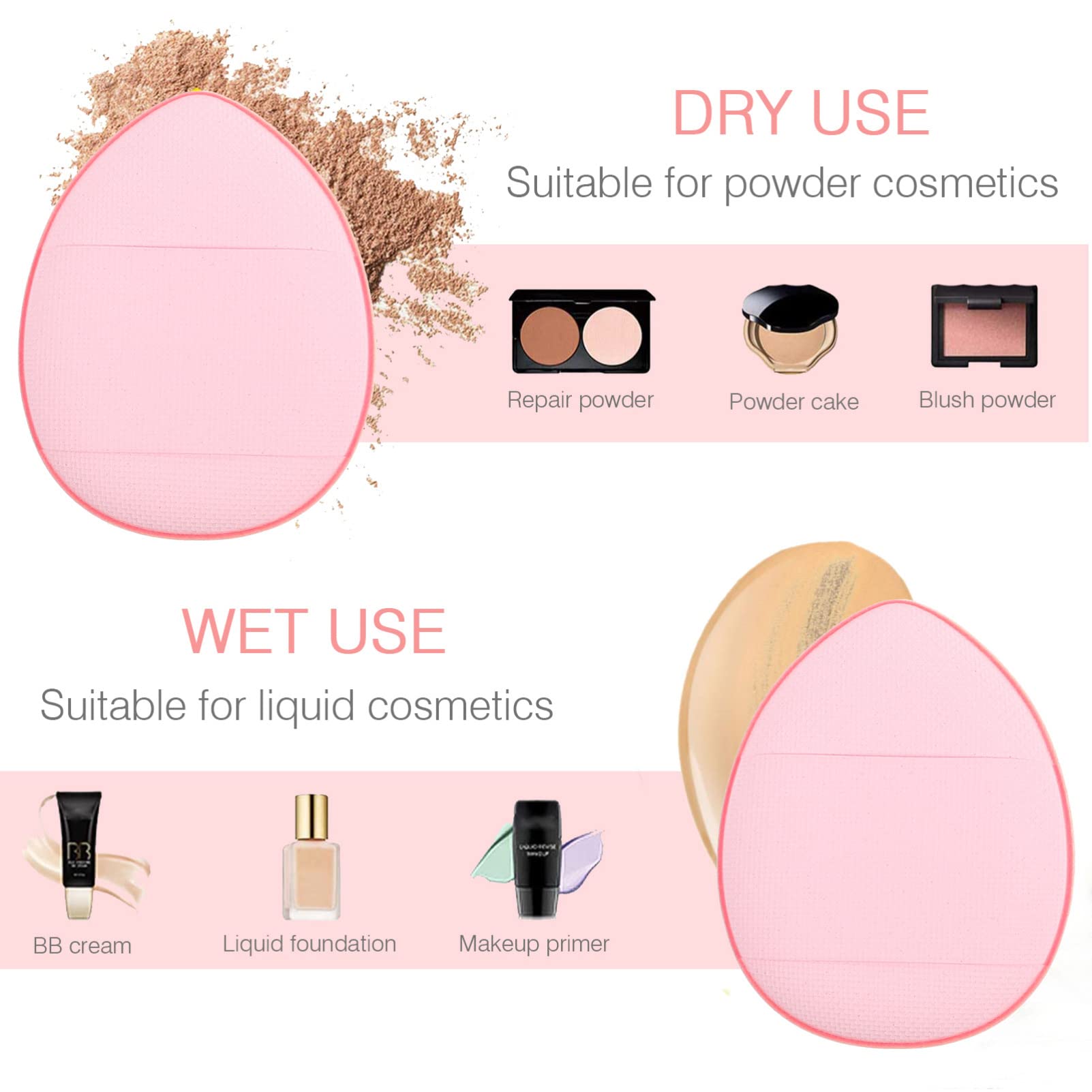 Minkissy 20pcs Finger Powder Puff - Hydrophilic Non-Latex Fluffy Makeup Sponge for Foundation, Setting Powder & Makeup Removal | Mini Beauty Blender for Flawless Face Makeup Application & Touch-Ups