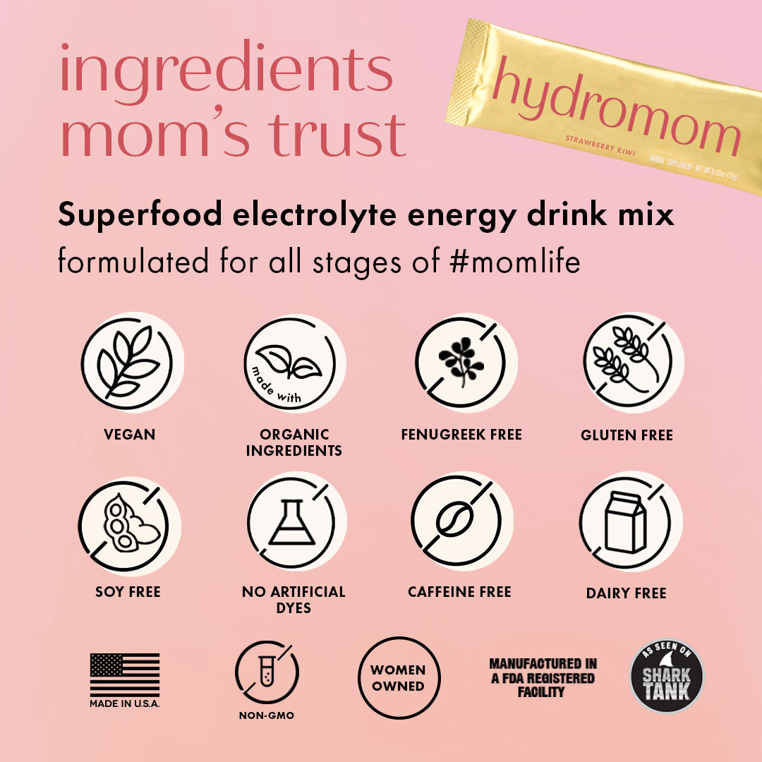BOOBIE Hydromom – Superfood Electrolyte Drink Powder for Pregnancy & Postpartum – Hydration & Recovery Support for Breastfeeding Moms – Perfect for Morning Sickness & Post-Workout Replenishment