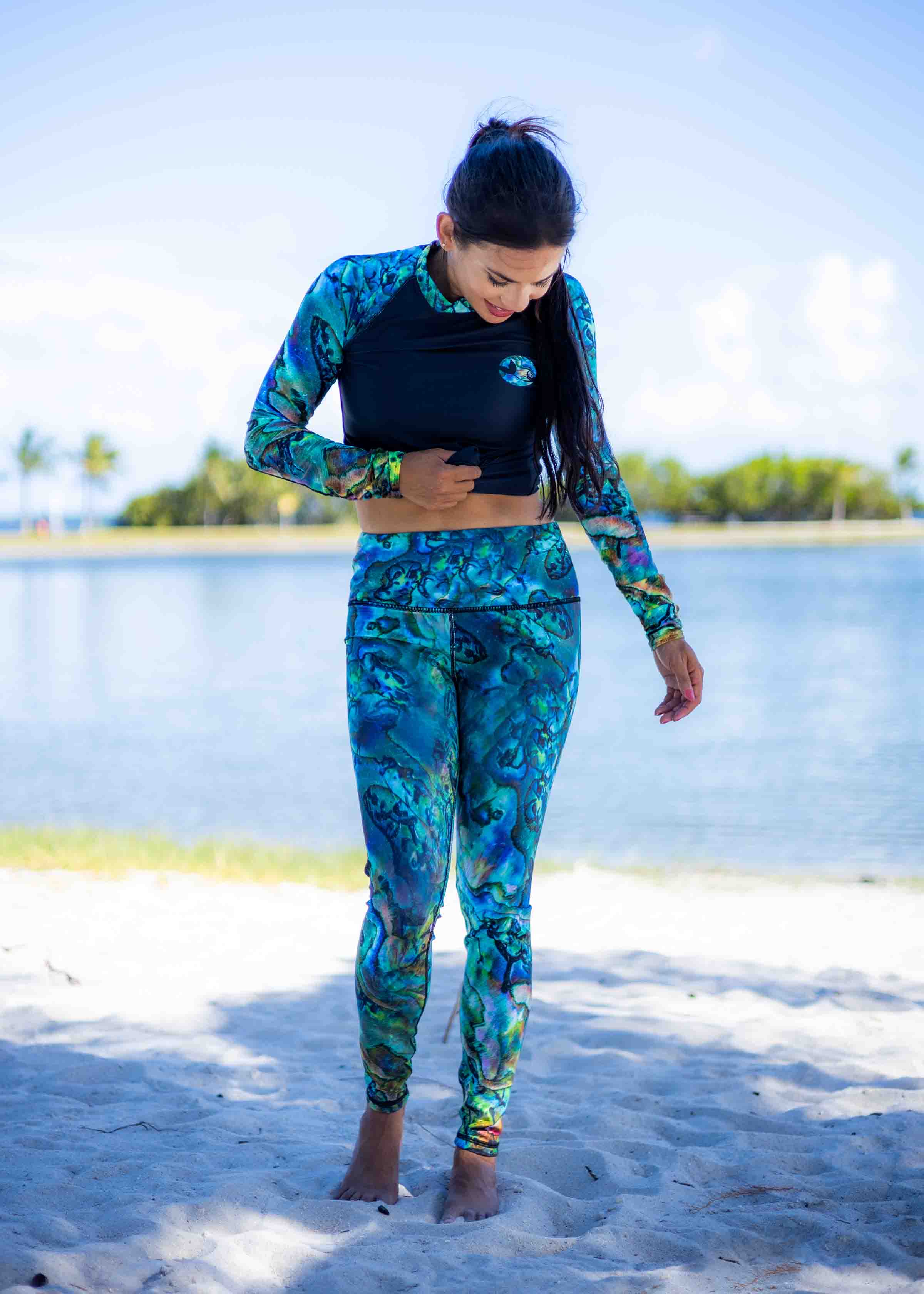Premium Abalone SCUBA KNIT Leggings for Women - XS Size, High Waist Yoga Pants, Tummy Control Workout Leggings - Perfect for Gym, Running, Yoga & Everyday Wear