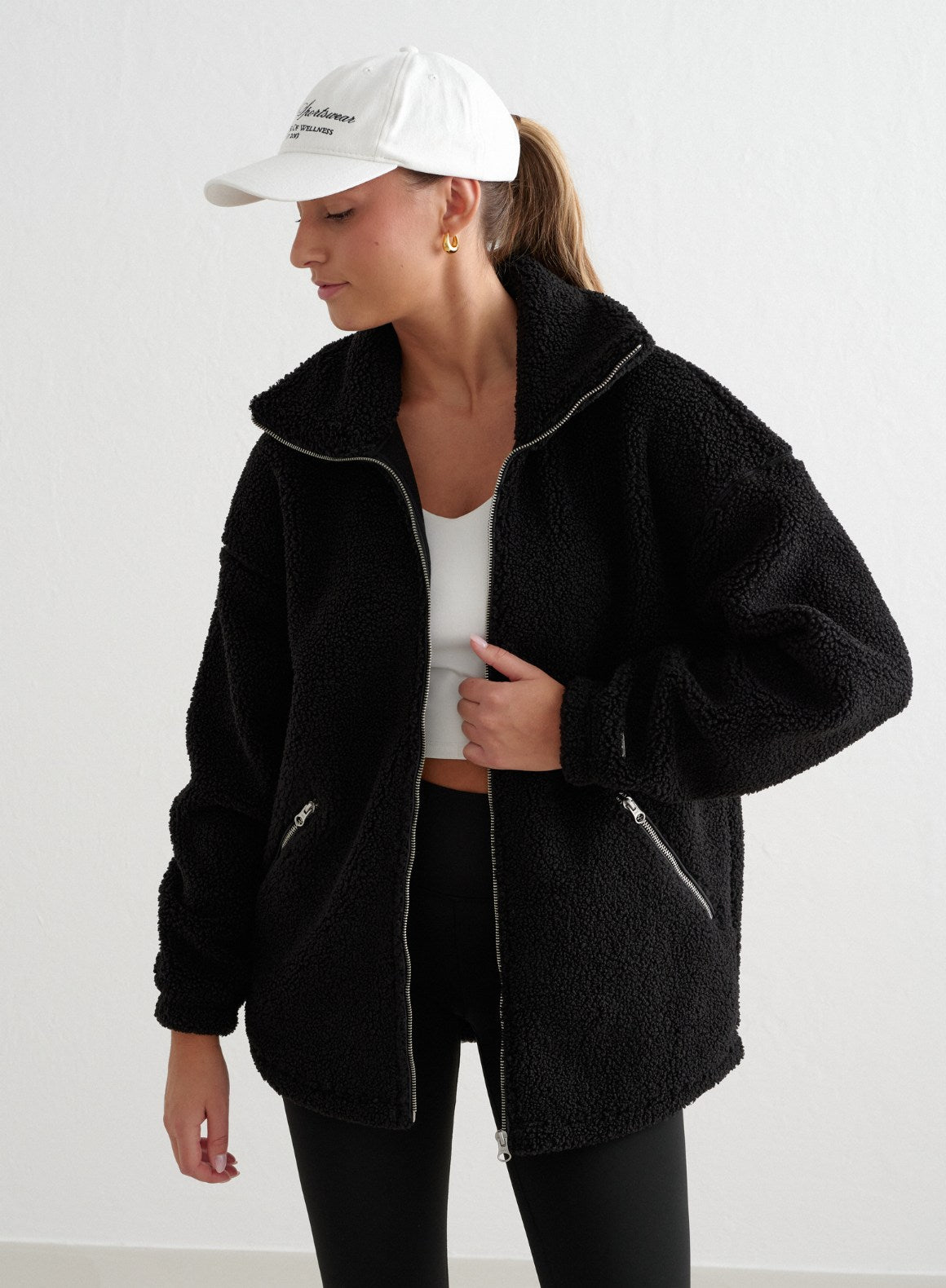 Black Pile Jacket for Men & Women - Warm Winter Outerwear Coats - Windproof & Water-Resistant for Outdoor Activities, Hiking, and Camping