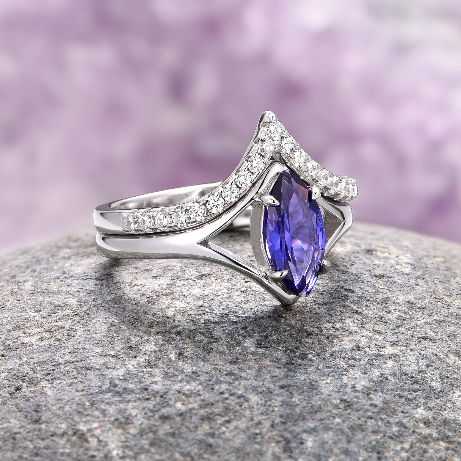 Orion Nebula™ & Tanzanite Couples Ring - Matching Wedding Bands for Him & Her - Romantic Anniversary Gift for Couples - Perfect for Engagements, Weddings & Special Occasions