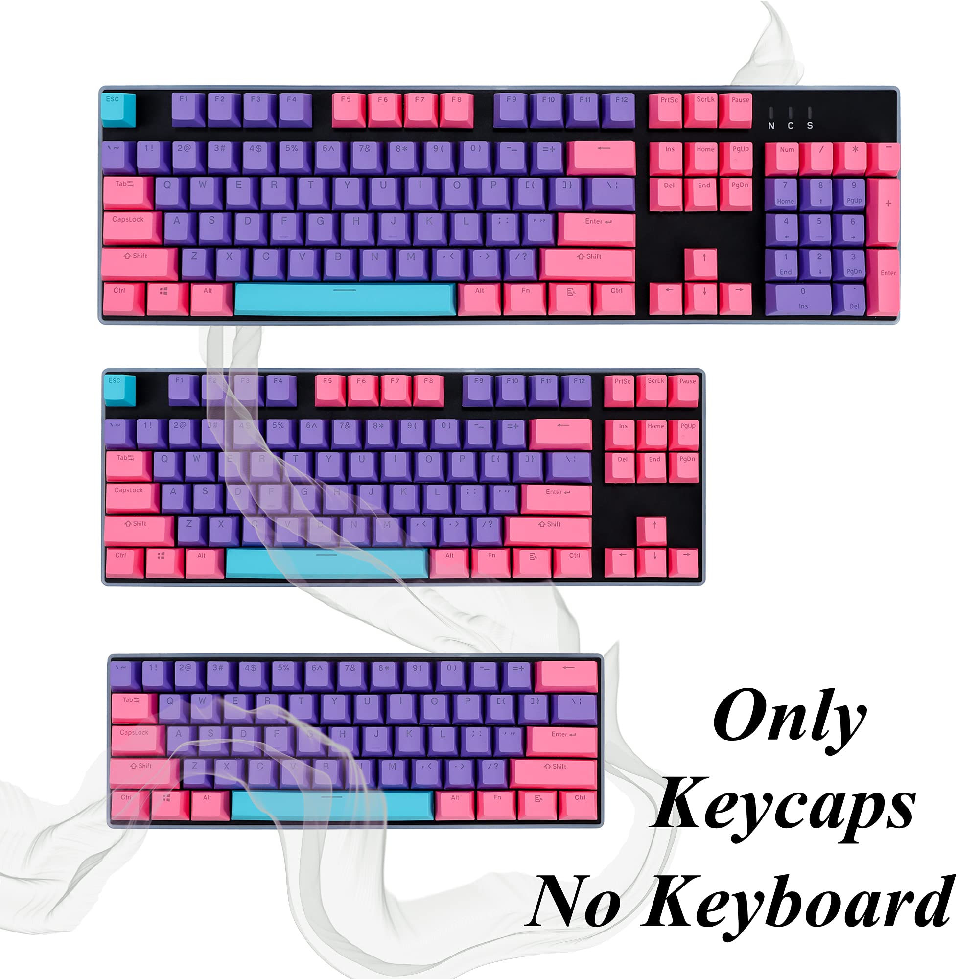 Backlit Keycaps for GK61/RK61/Anne Pro 60% Keyboard - PBT Keycap Set for Gaming (Violet)