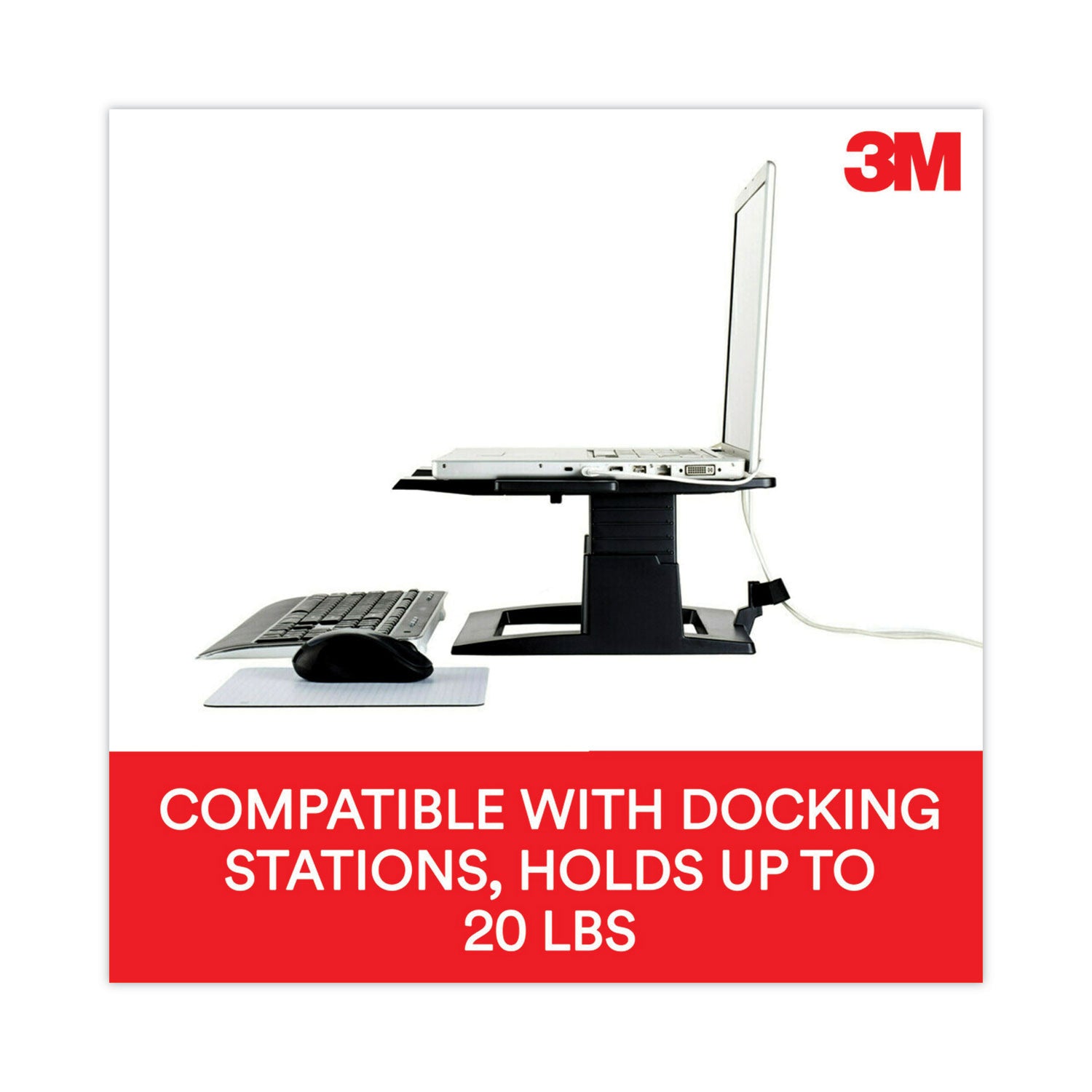 3M™ Adjustable Laptop Stand for Desk - 13 x 13 Inches, Height 4 to 6 Inches - Ergonomic Computer Riser Holder Supports Up to 20 lbs - Perfect for Home Office, Gaming Setup & Workspace Ergonomics (Black)