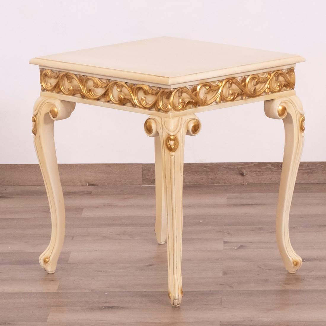 European Style Modern End Table - Wooden Nightstand for Living Room, Bedroom - Compact Side Table with Storage Shelf for Small Spaces