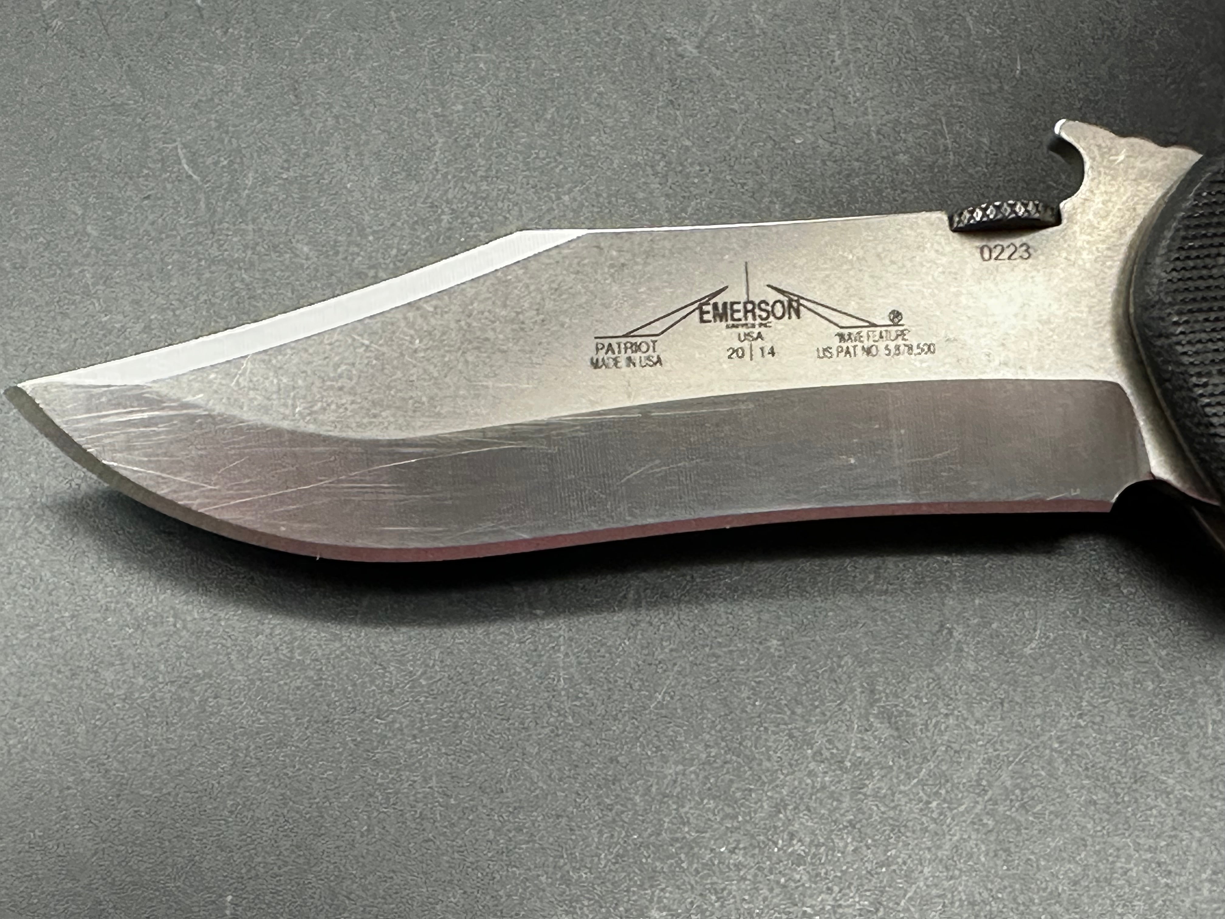 Emerson Patriot Knife - Premium Tactical Folding Knife with Durable Stainless Steel Blade - Serial #223 - Ideal for Camping, Hiking, and Outdoor Survival Gear