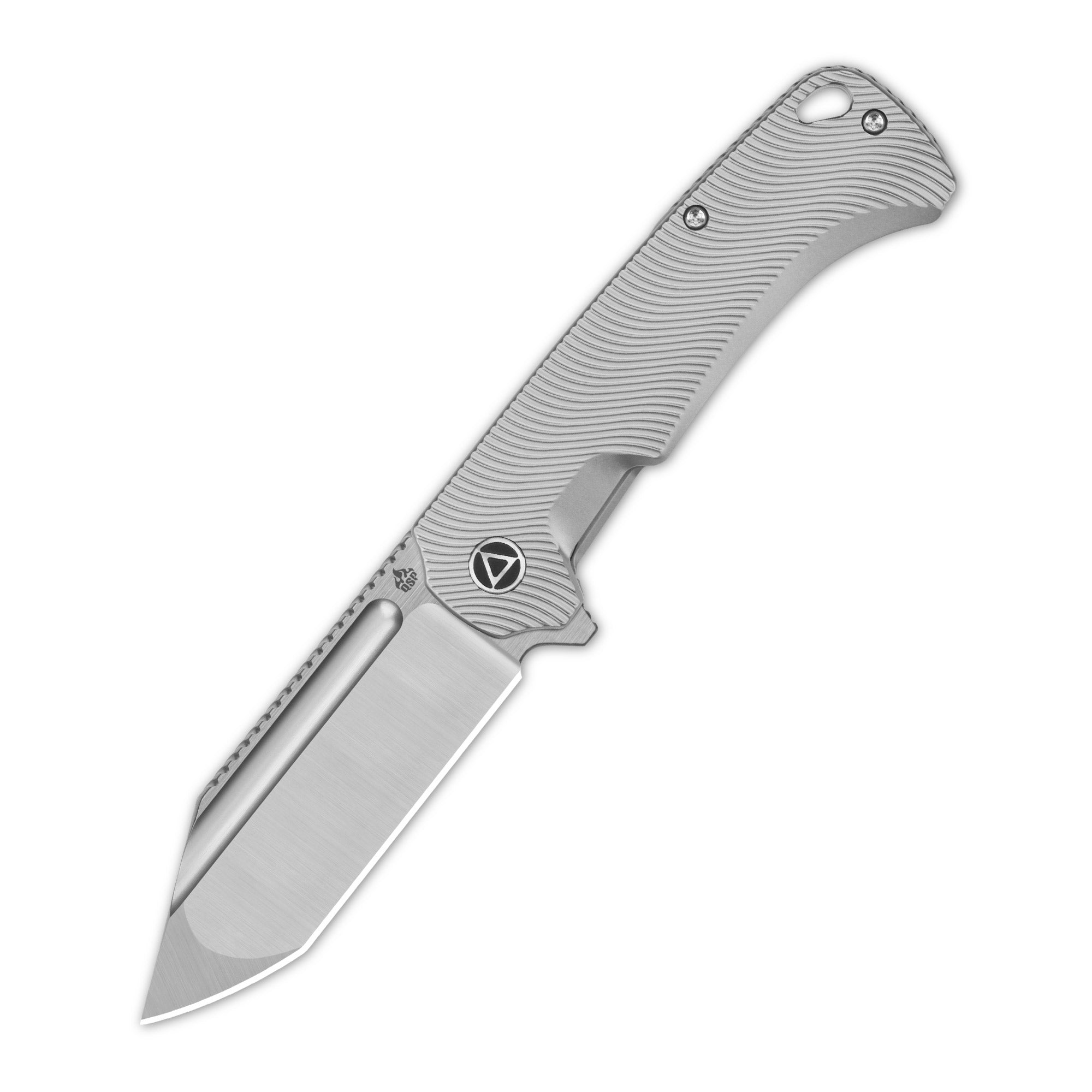QSP Rhino Pocket Knife - Böhler M390 Steel Compound Blade, Textured Titanium Handle - EDC, Camping, Hunting & Outdoor Survival Tool