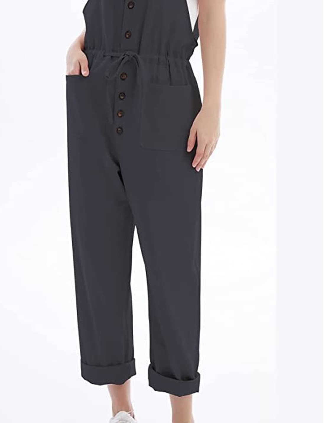 Kissonic Women's Casual Cotton Bib Overalls - Loose Fit Baggy Wide Leg Jumpsuit with Pockets | Perfect for Work, Gardening & Everyday Wear