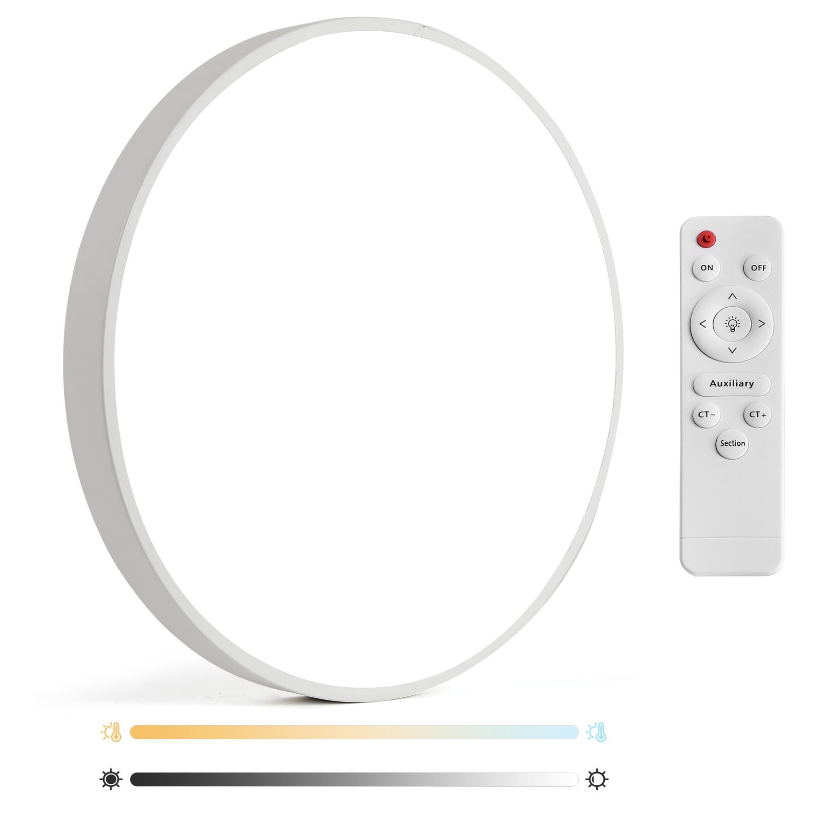 24 Inch Flush Mount LED Ceiling Light - Round Dimmable Panel Light Fixture with Remote Control, 48W (260W Equivalent), 2880lm, 2800-6500K Color Changing, 90 Ra+, for Bedroom, Living Room, Kitchen, Office Lighting