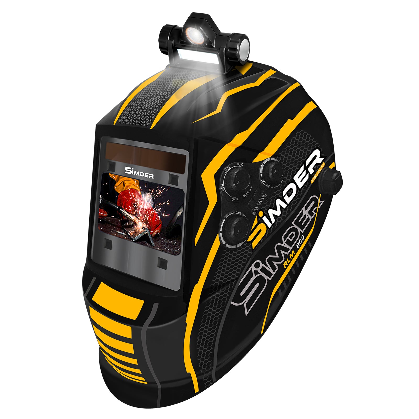SSimder Auto Darkening True View Welding Helmet RLM 800 B - Premium Solar-Powered Welding Mask for Arc/TIG/MIG - Ideal for Metal Fabrication, Construction & DIY Projects