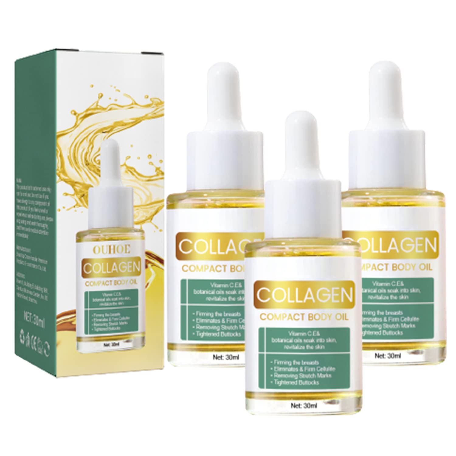 Flysmus Collagen Lifting Body Oil for Women - Anti-Aging Skin Firming Treatment - 3 Pack - Perfect for Nighttime Skincare & Massage Therapy