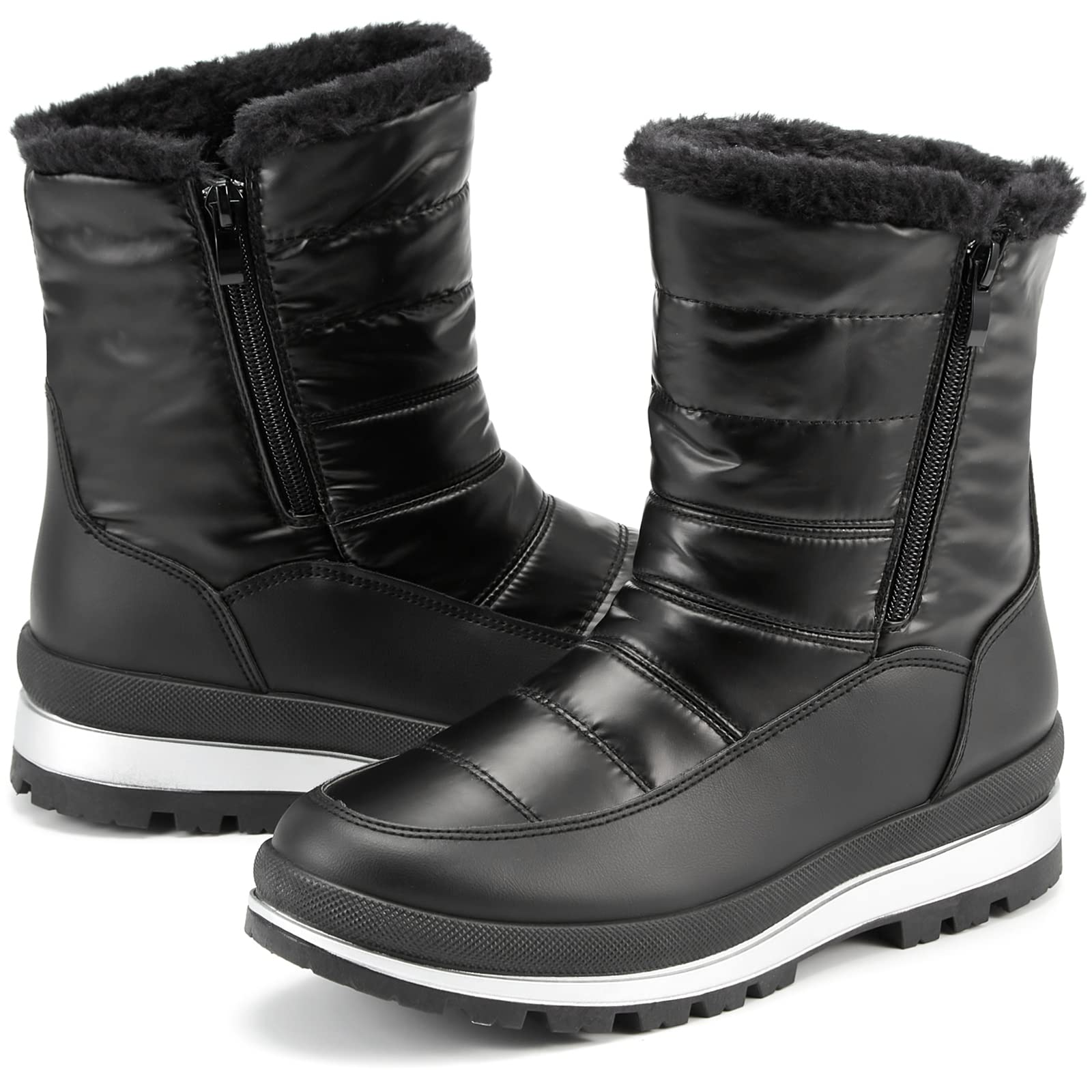Women's Waterproof Winter Boots - Fuzzy Snow Boots with Zipper, Warm Mid Calf Boots for Cold Weather | Comfortable & Stylish Winter Footwear for Snowy Days, Outdoor Activities & Daily Commute
