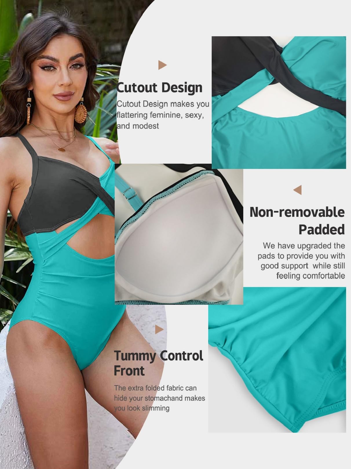 CheChury Women's One Piece Swimsuit - Push Up High Waist Tummy Control Halter Bathing Suit for Beach, Pool & Vacation | Sexy Swimwear for Summer, Swimming & Water Sports