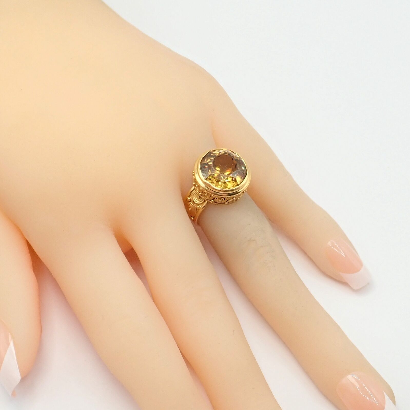 Vintage Carolyn Tyler 22k Yellow Gold Seven Seas Large Citrine Ring - Elegant Statement Jewelry for Women, Perfect for Weddings, Parties & Special Occasions