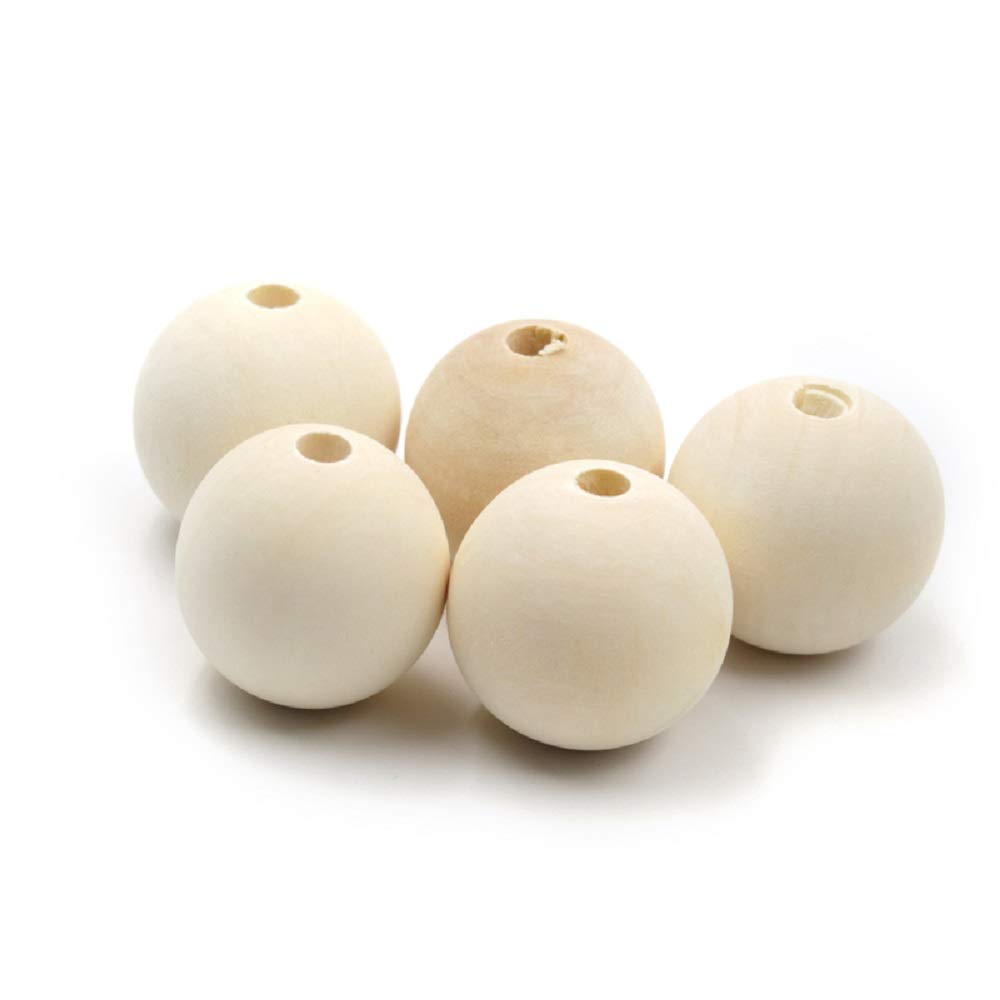 Natural Unfinished Wooden Round Beads - 20pcs 40mm/50mm Wood Spacer Beads for Jewelry Making, DIY Crafts, Bracelets & Necklaces - Perfect for Handmade Boho Style Accessories and Home Decor Projects