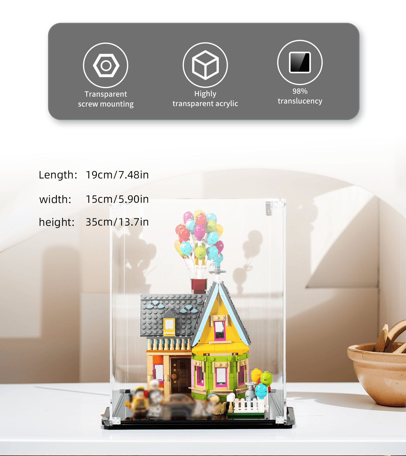 LEGO Disney 'Up' House 43217 Display Case - Clear Acrylic Protection for Collectible Building Set - Perfect for Showcase, Dust Protection & Home Decoration