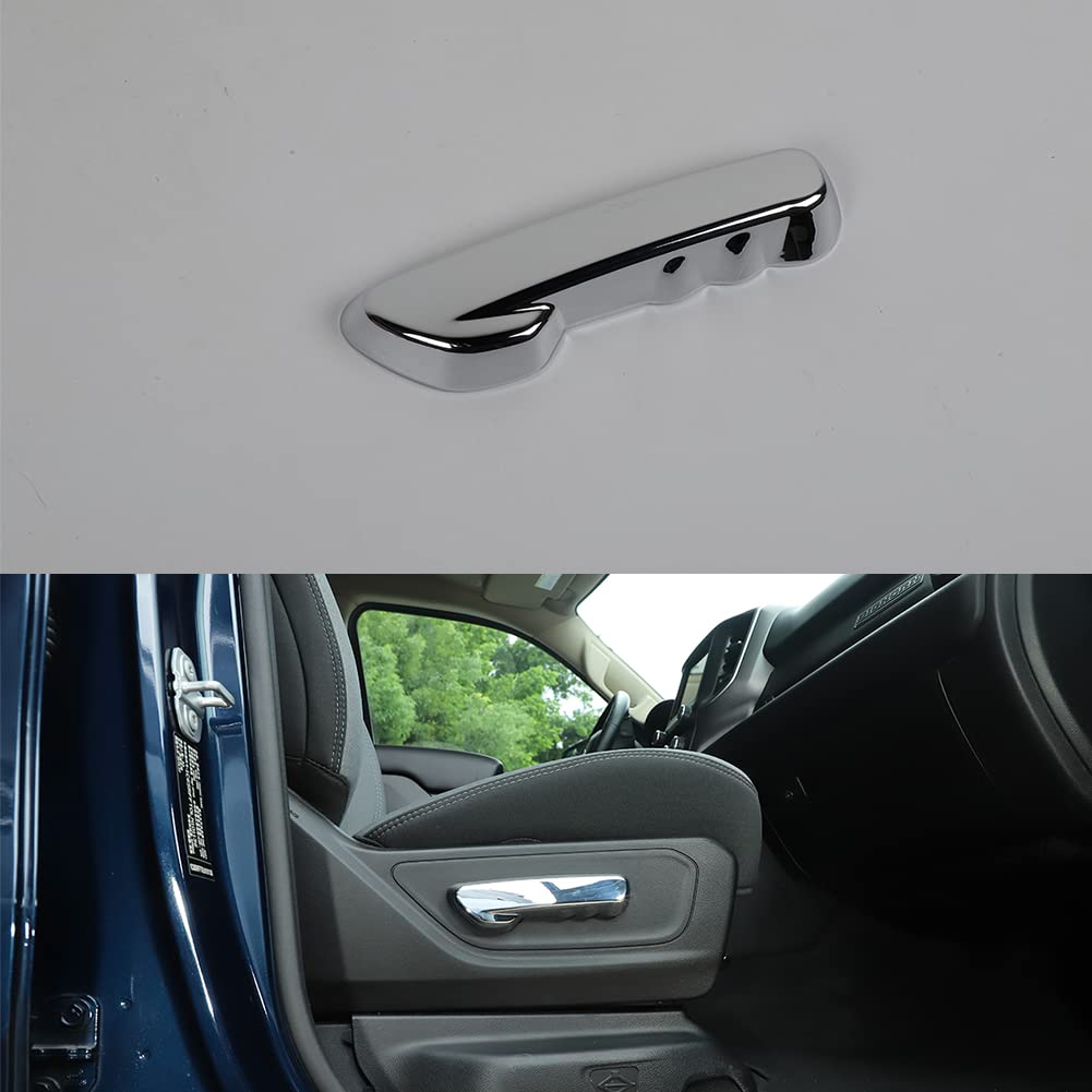 ABS Chrome Co-Pilot Seat Manual Adjustment Cover Trim - Interior Accessories for RAM 1500/2500/3500 2018-2021 Models - Upgrade Your Truck Cabin Style for Road Trips & Daily Commutes