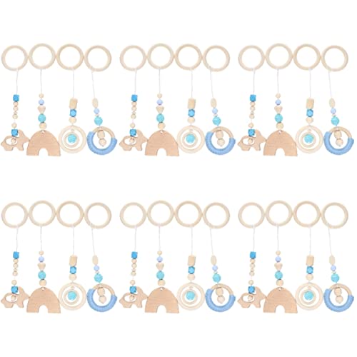 Bestoyard 24 Pcs Natural Wooden Baby Teething Toys - Soft Silicone Chewable Molar Toys for Infants & Toddlers | Safe & Soothing Relief for Teething Pain | Perfect for Home, Travel & Daycare Use