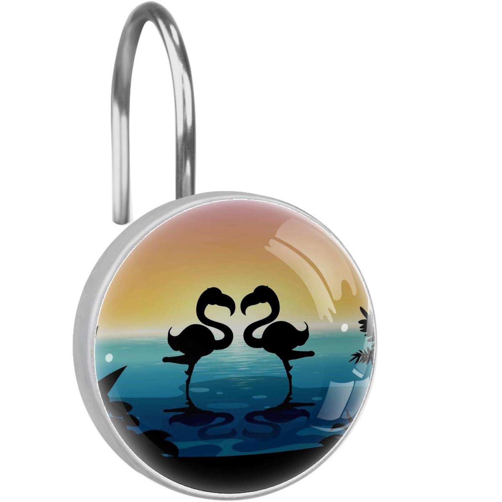 Stylish Flamingo Shower Curtain Hooks - Decorative Bathroom Accessories for Tropical & Coastal Themed Bathrooms
