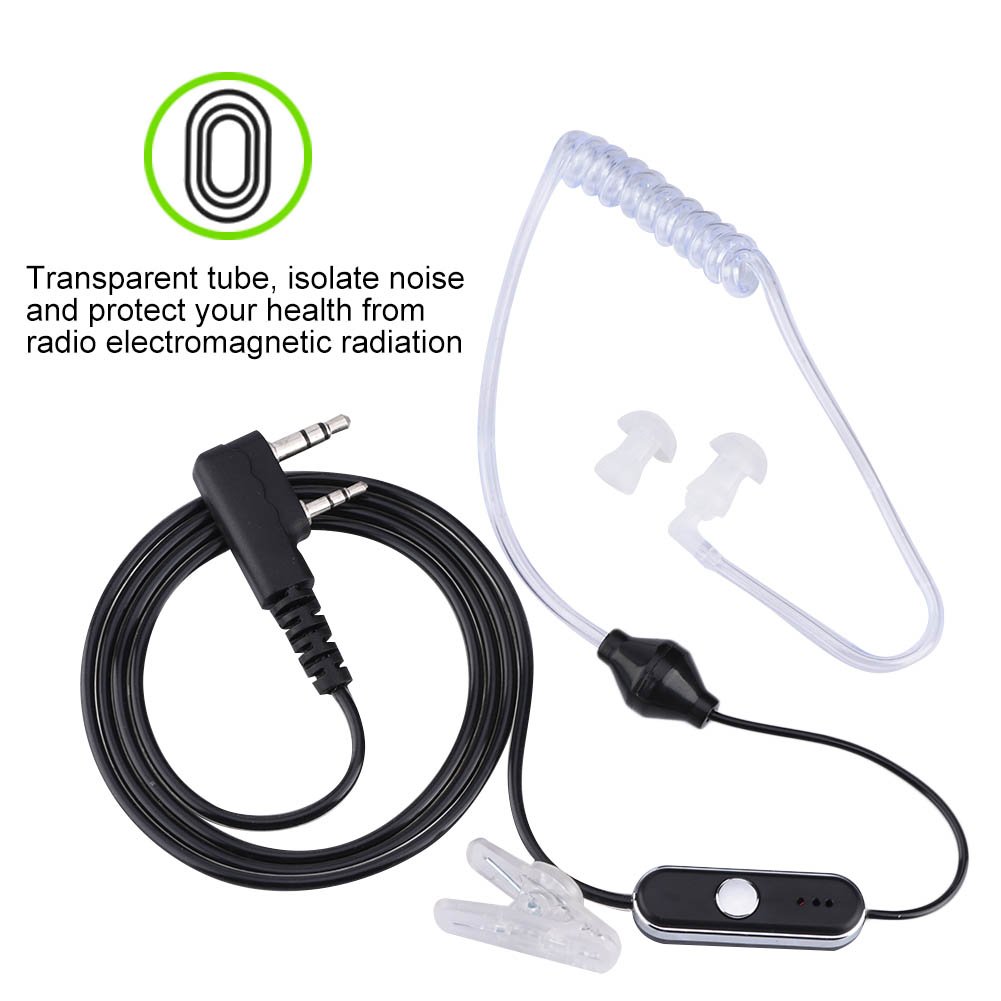 Professional Noise Canceling 2-Pin Walkie Talkie Headset with Built-in Microphone & PTT Button - Compatible with K Head Two-Way Radios (Ideal for Security, Construction & Warehouse Communication)