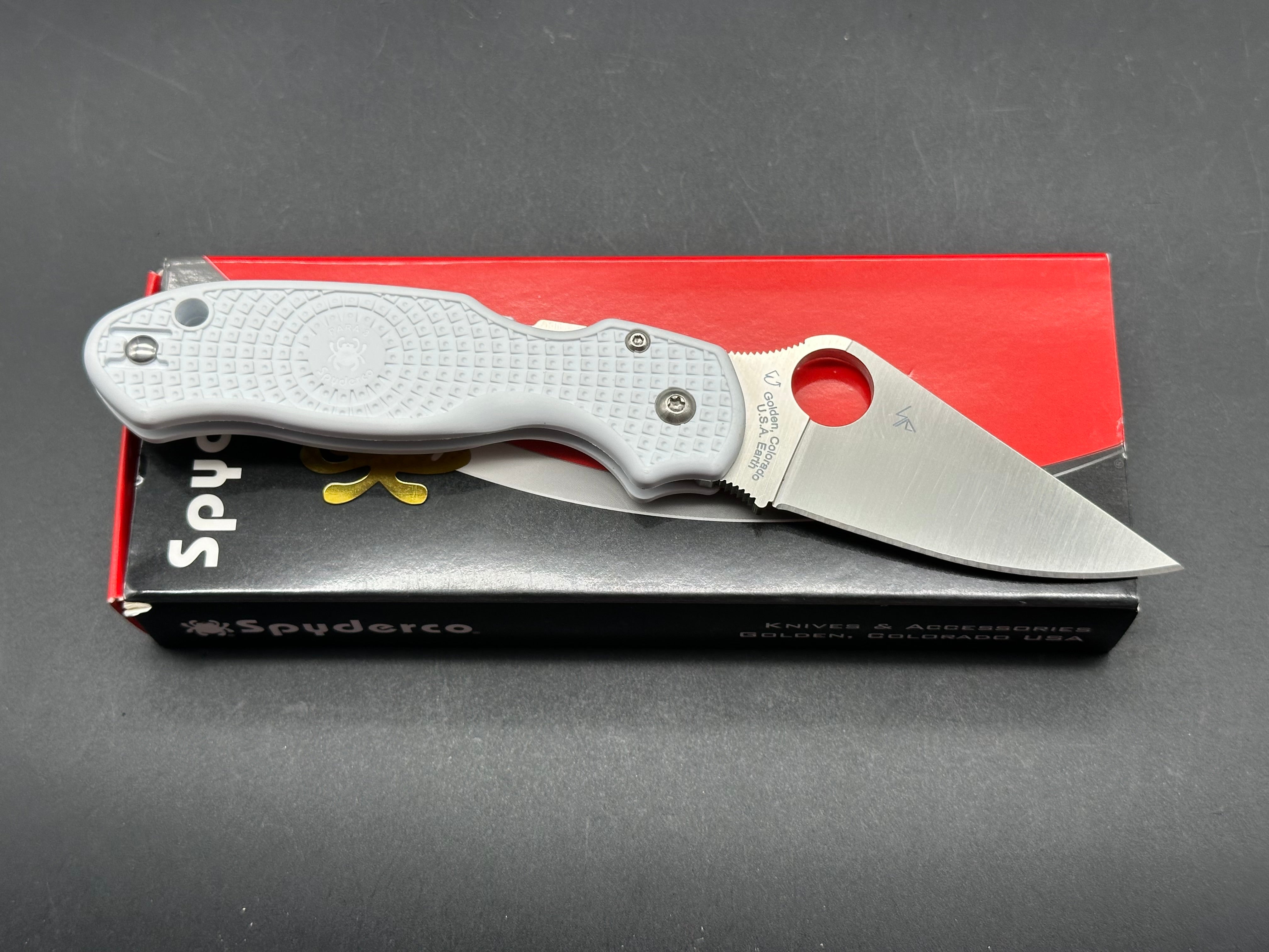 Spyderco Para 3 LW Folding Knife - White FRN Handle, Rex45 Steel Blade - New in Box - Perfect for EDC, Outdoor Adventures & Survival Gear