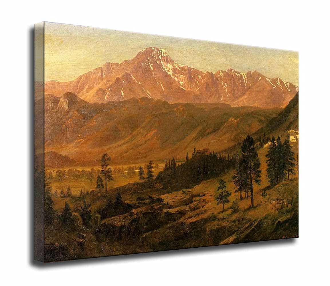 Albert Bierstadt Pikes Peak Framed Canvas Wall Art - Mountain Landscape Painting for Living Room & Bedroom Decor - Ready to Hang 20x28 inch (50x70cm) - Perfect for Home, Office, or Gift Giving