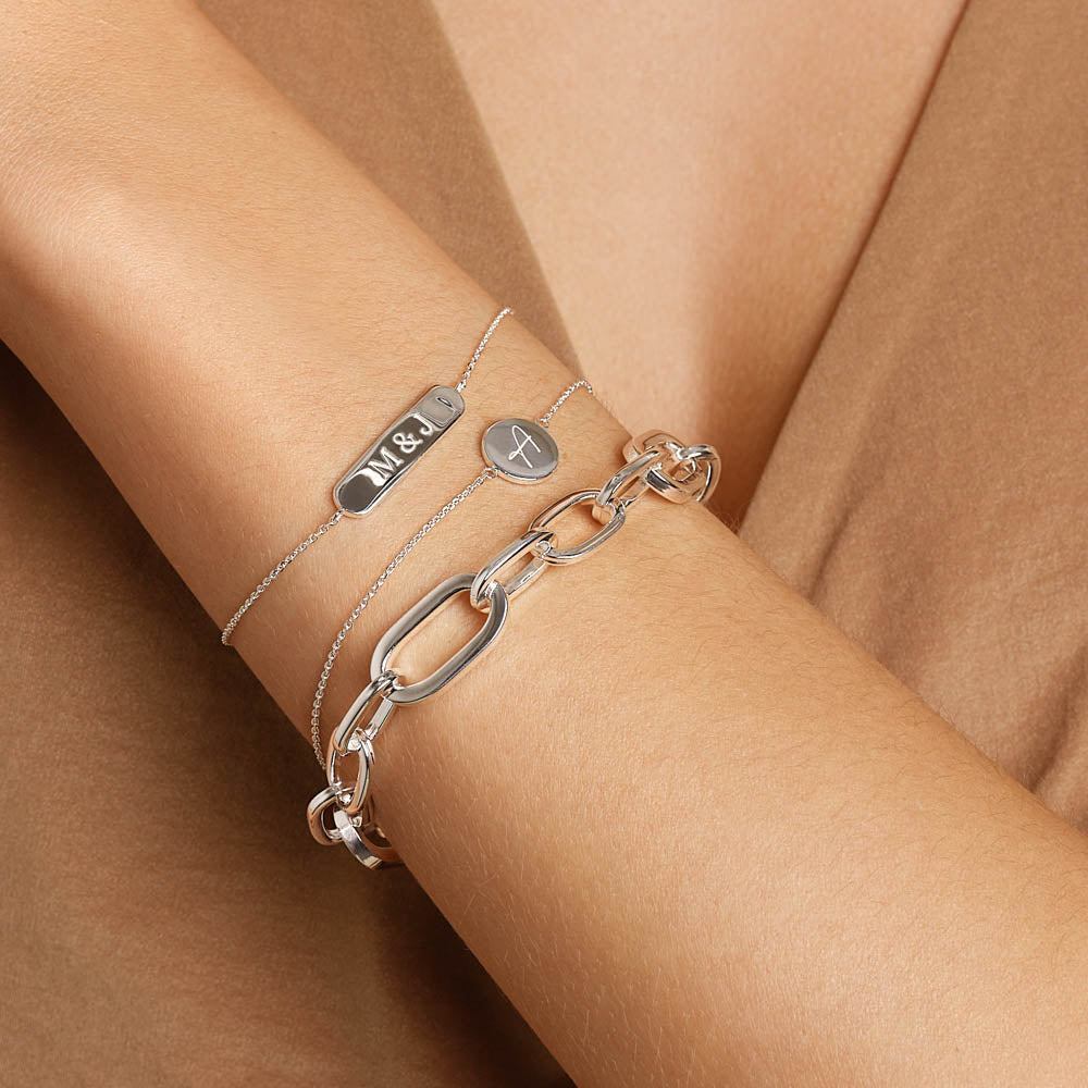 Custom Engravable Silver Bar Bracelet for Men & Women - Personalized Gift for Anniversary, Birthday, Wedding - Stylish & Elegant Jewelry for Everyday Wear