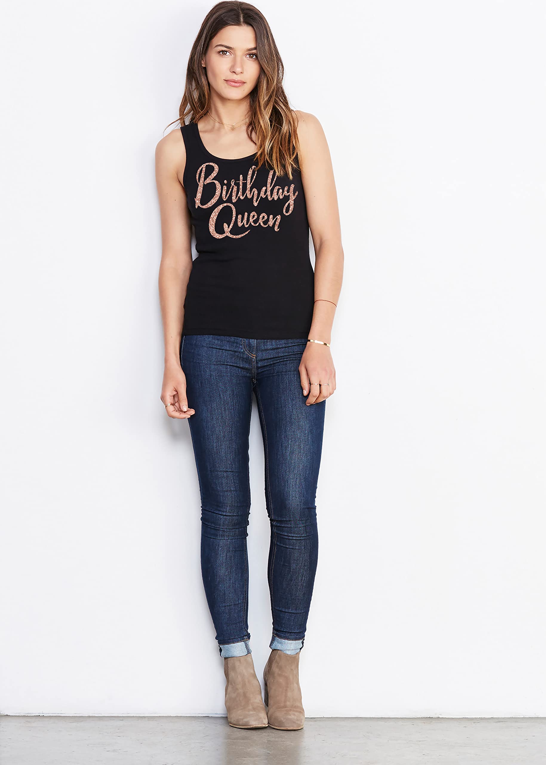Birthday Tank Tops for Women - Sparkling Crystal Rhinestone Party Shirts - Birthday Queen & Squad Outfits | Perfect for Bachelorette Parties, Girls Night Out & Birthday Celebrations