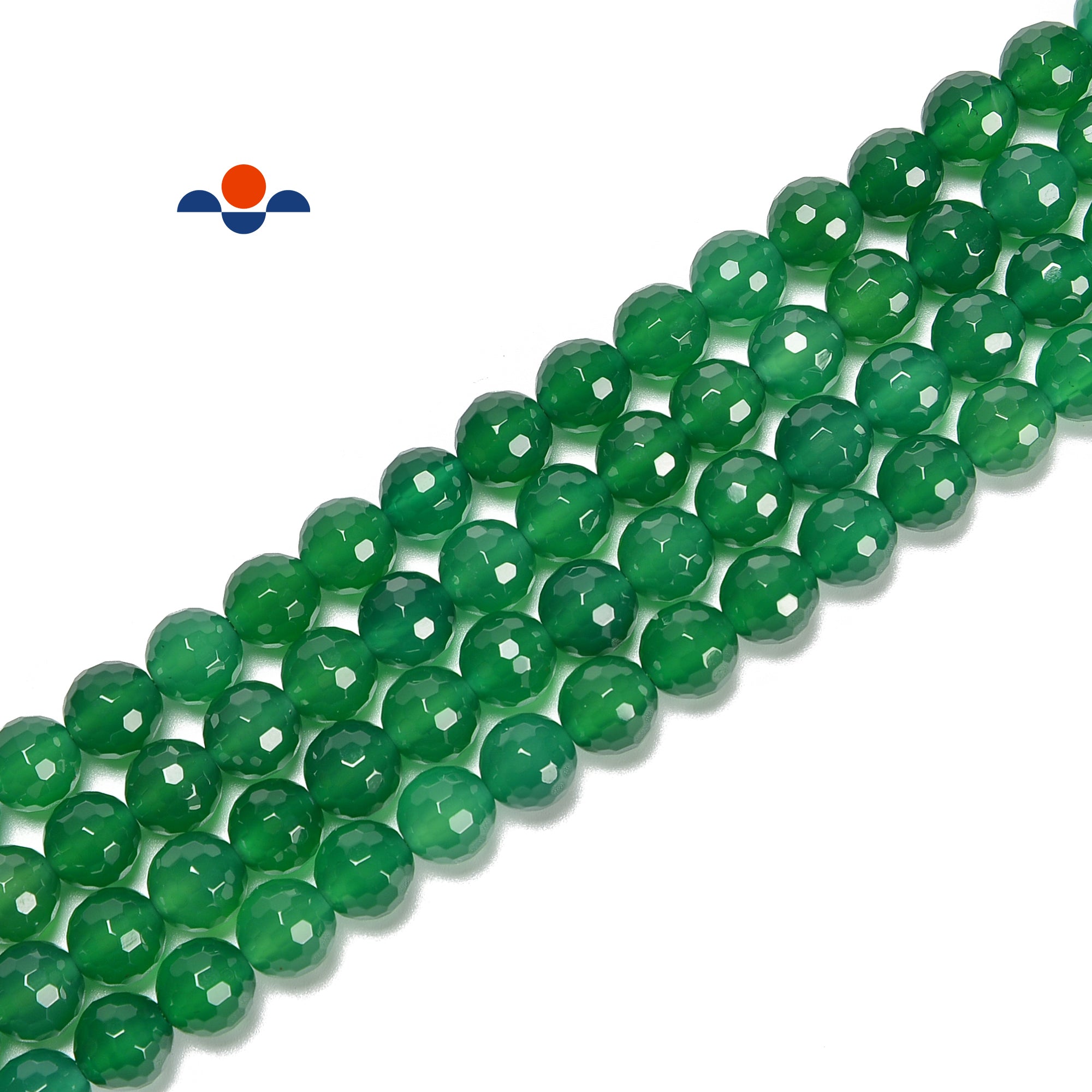 Natural Green Agate Faceted Round Beads - 8mm & 10mm Sizes - 15.5