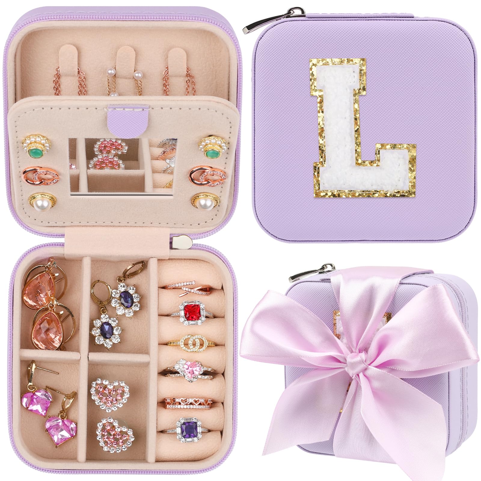 Purple Travel Jewelry Box Organizer - Perfect Gift for Women & Girls - Birthday, Christmas - Ideal for Travel & Storage