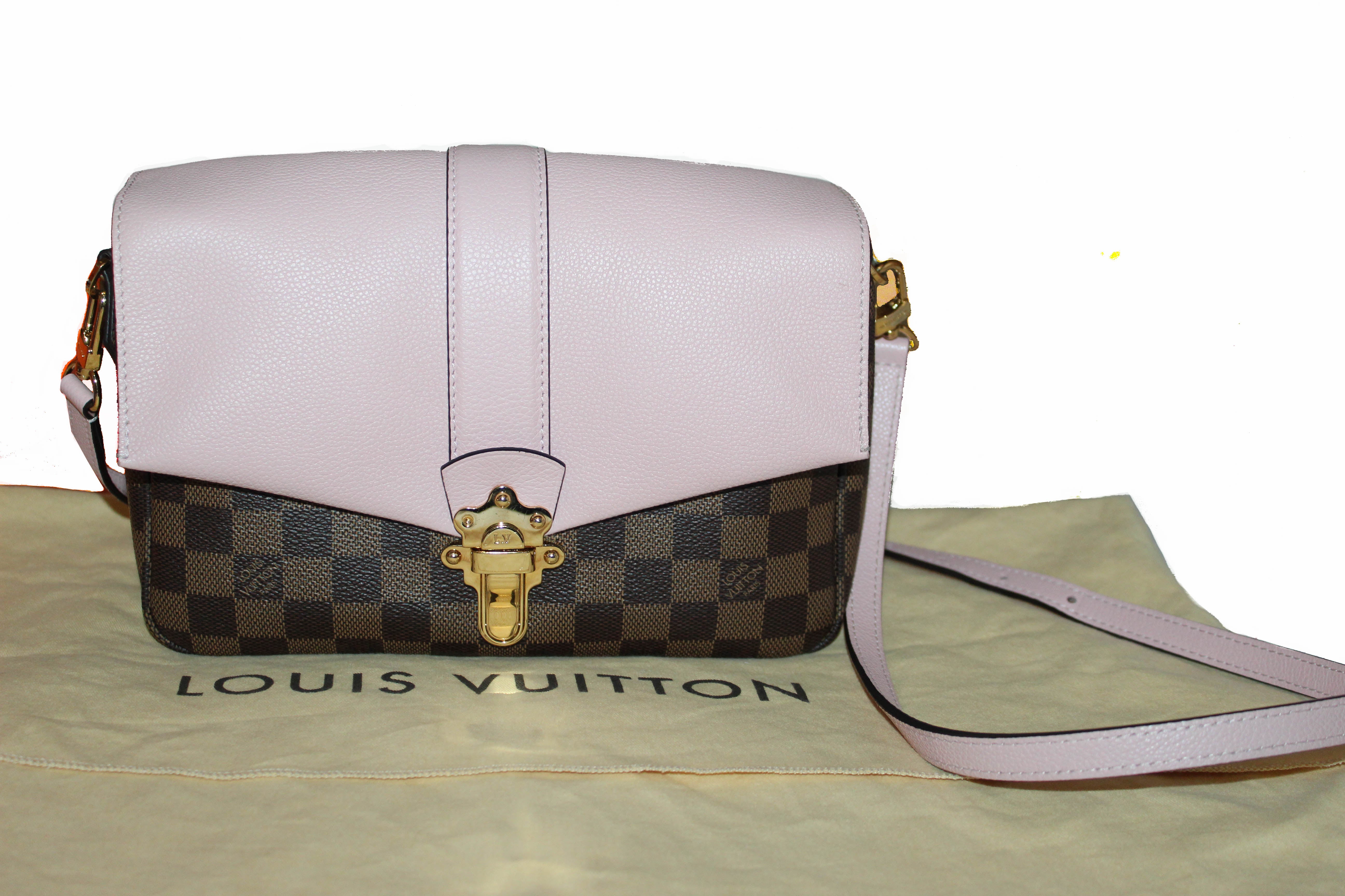 Authentic Louis Vuitton Damier Ebene Pink Clapton Crossbody Bag for Women - Luxury Shoulder Purse with Adjustable Strap, Perfect for Date Night, Travel & Everyday Use