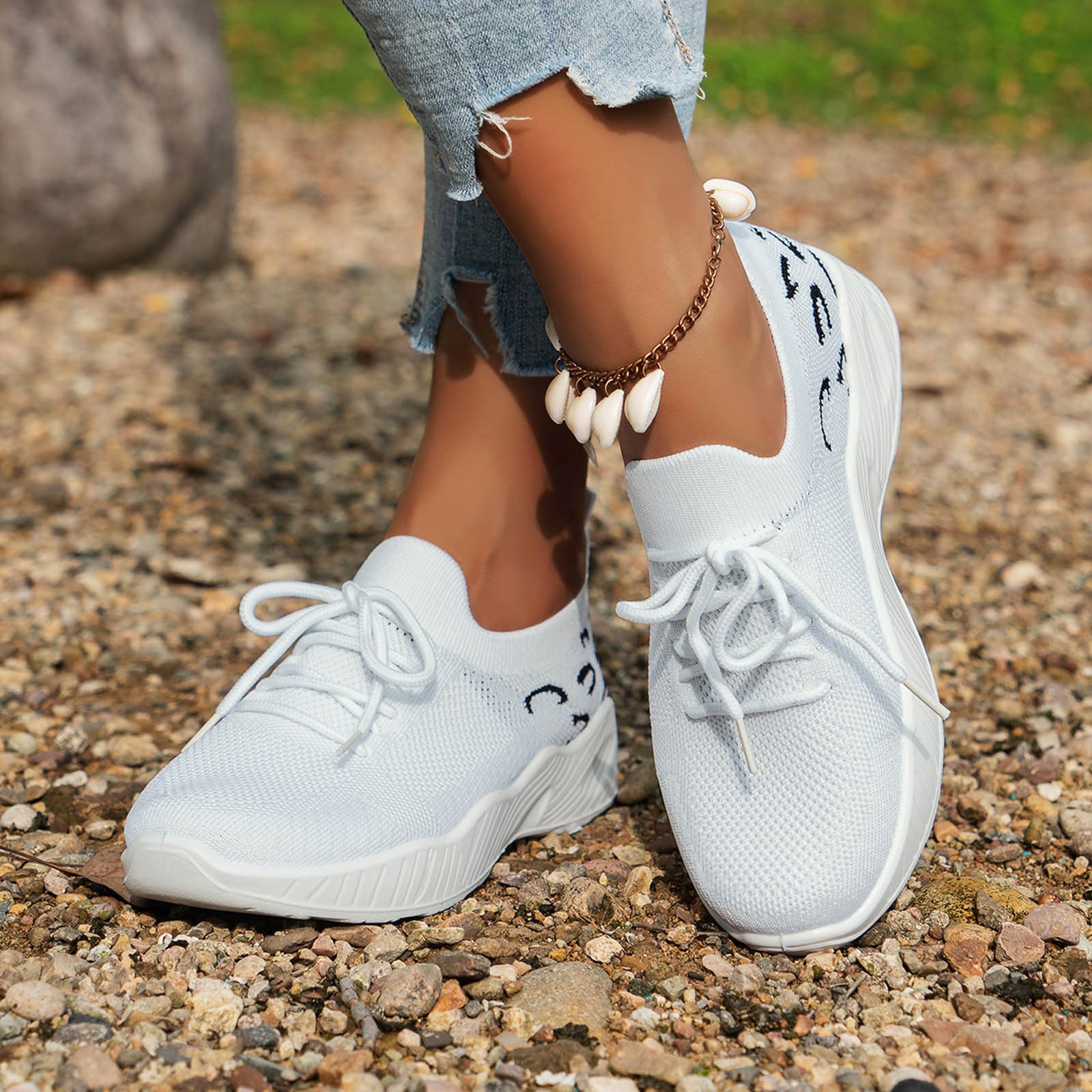 Lightweight Women's Walking Shoes - Comfortable Lace-Up Sneakers with Soft Sole for Travel & Outdoor Activities | Leopard Print Flat Shoes for Casual Wear, Running Errands & Daily Comfort